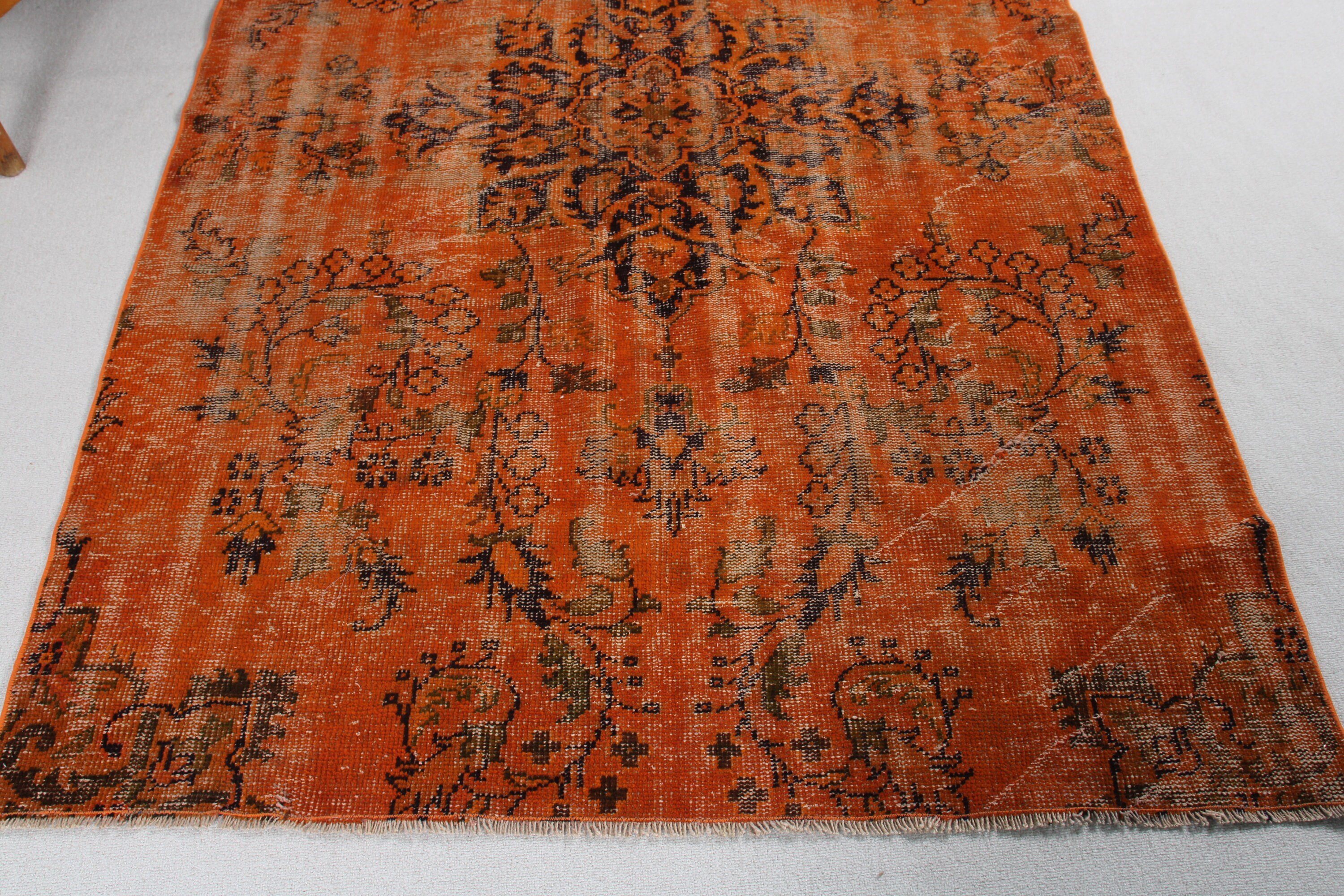 4.8x7.1 ft Area Rug, Orange Wool Rugs, Aztec Rugs, Bedroom Rugs, Turkish Rug, Antique Rugs, Floor Rugs, Vintage Rugs, Rugs for Living Room