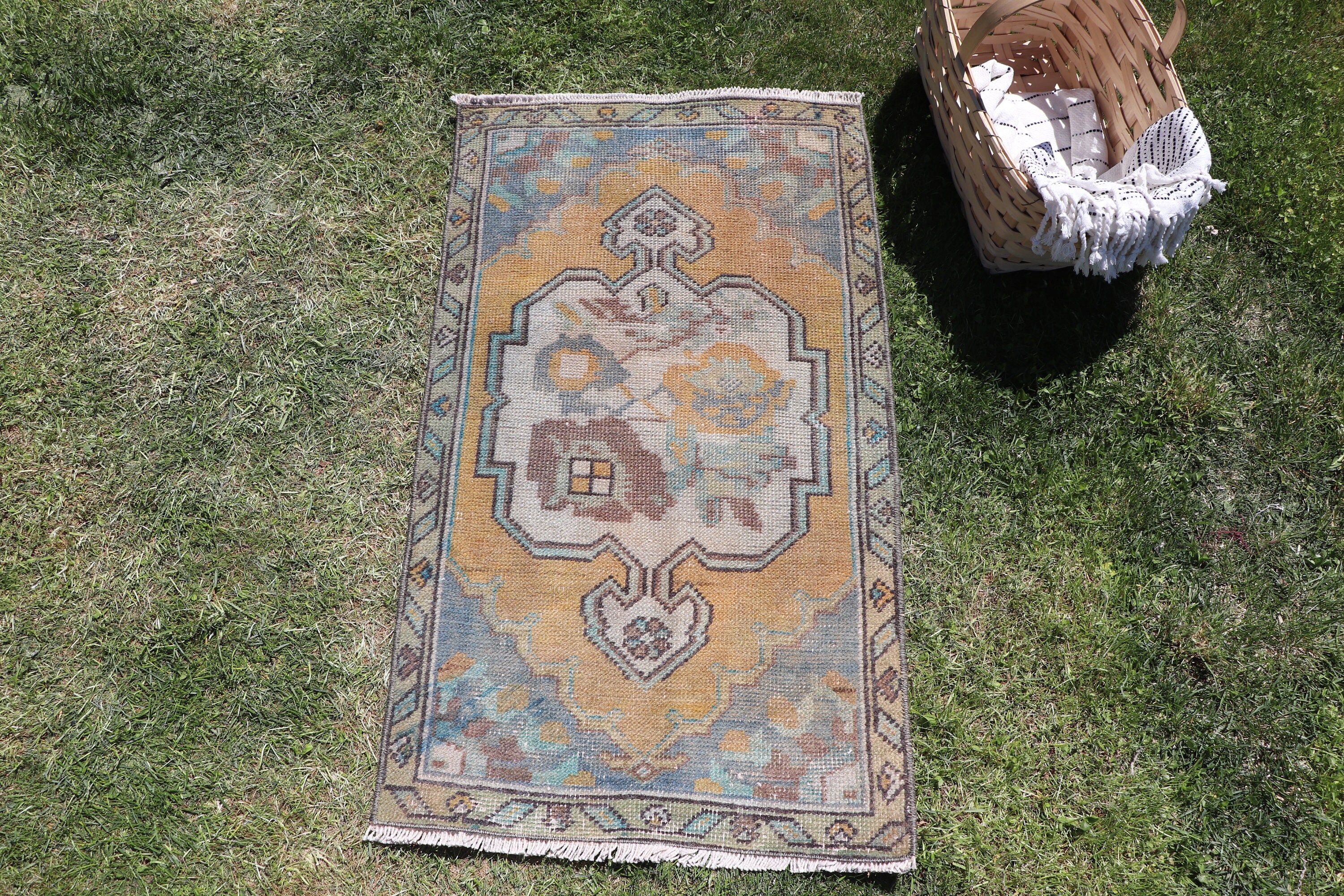 1.7x2.9 ft Küçük Halı, Türk Halıları, Küçük Boho Halıları, Anadolu Halısı, Duvara Asılı Halı, Vintage Halı, Sarı Ev Dekor Halısı