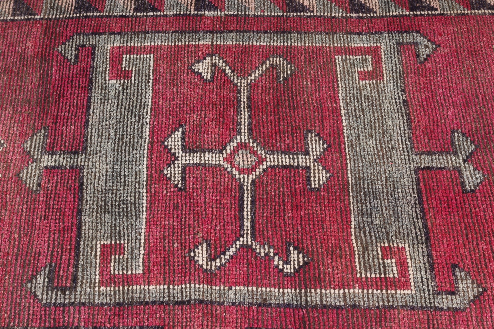 Wool Rug, Turkish Rugs, Rugs for Hallway, Antique Rug, 2.9x11.4 ft Runner Rug, Hallway Rug, Vintage Rugs, Corridor Rugs, Pink Kitchen Rug