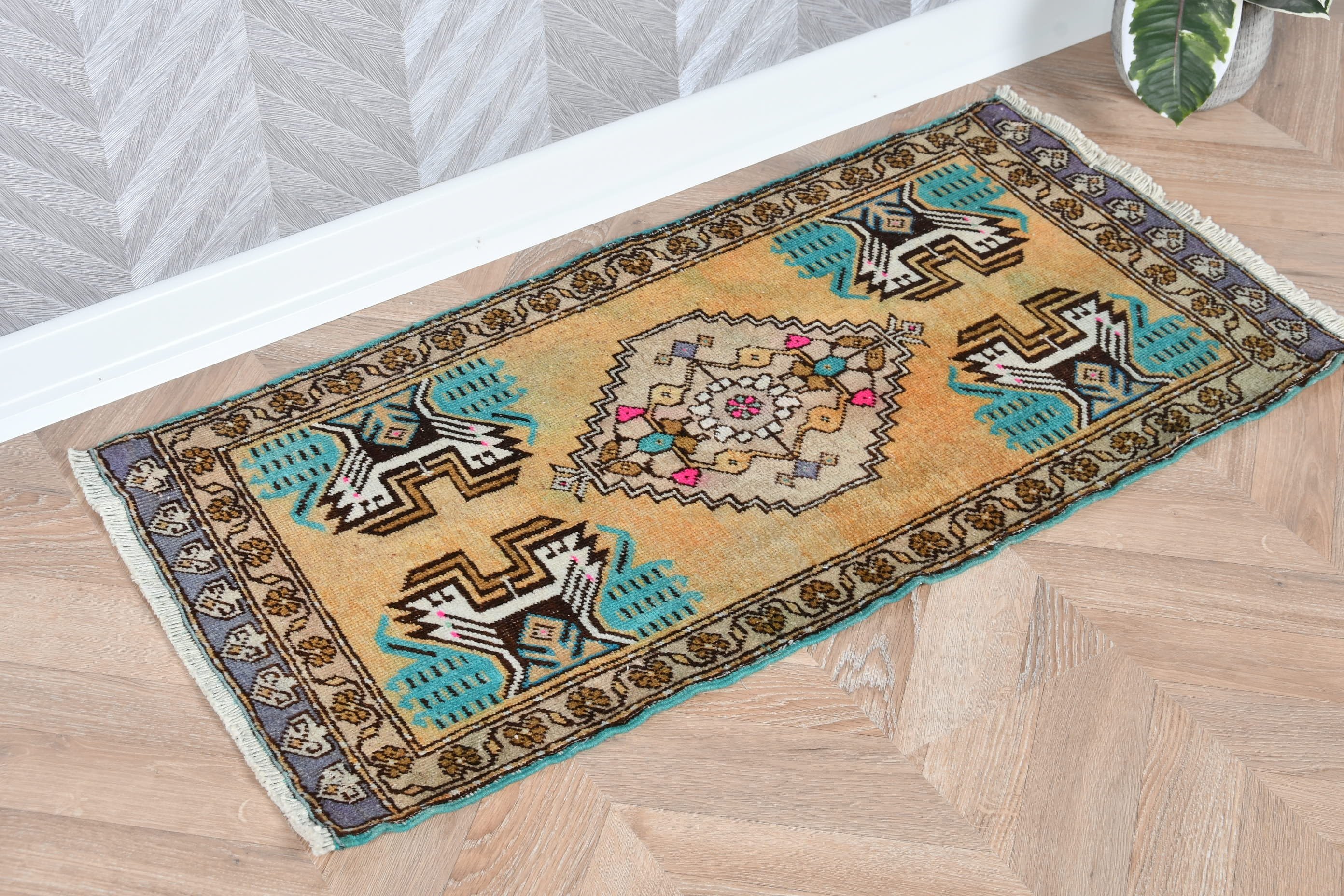 Vintage Rug, Rugs for Bath, Home Decor Rugs, 1.8x3 ft Small Rug, Turkish Rug, Wall Hanging Rug, Entry Rugs, Blue Floor Rug