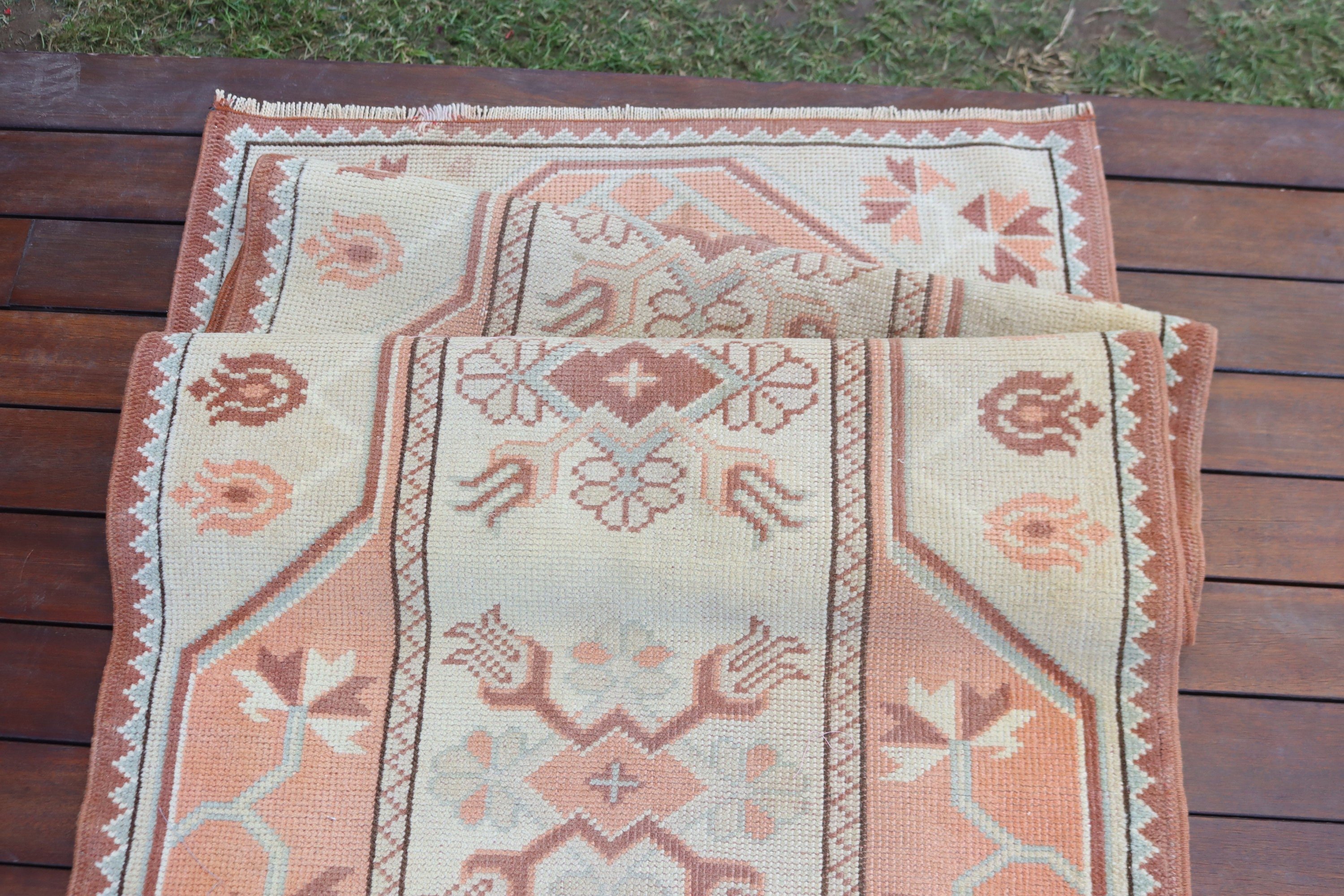 Ev Dekorasyonu Halıları, Türk Halıları, Açıklama Halıları, Vintage Halı, 2.6x7.1 ft Runner Halısı, Bej Oushak Halısı, Beni Ourain Runner Halısı, Mutfak Halısı