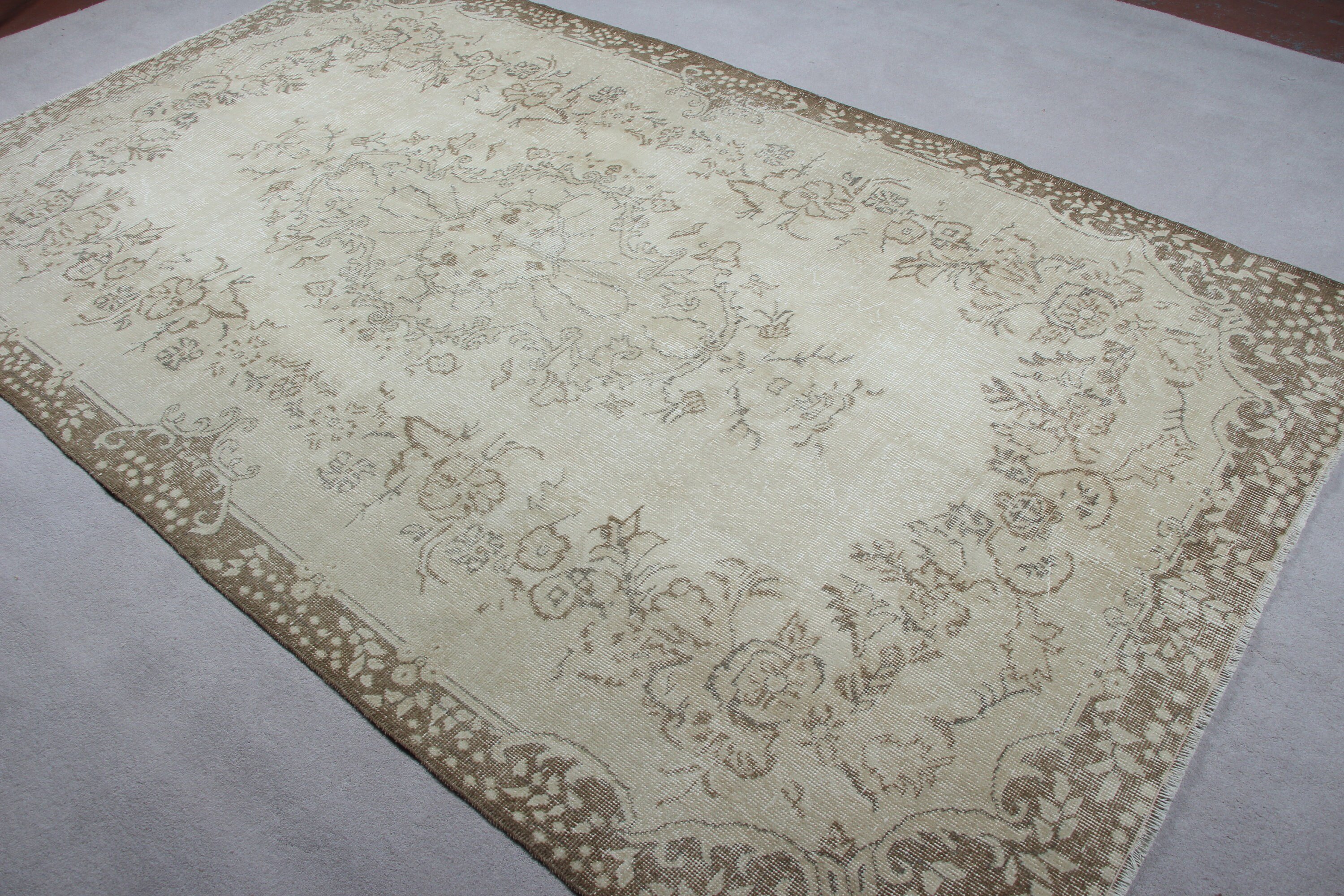 Organik Halı, Vintage Halılar, 5.7x9.6 ft Büyük Halı, Yemek Odası Halısı, Ev Dekor Halısı, Havalı Halı, Yatak Odası Halısı, Türk Halısı, Bej Ev Dekor Halısı