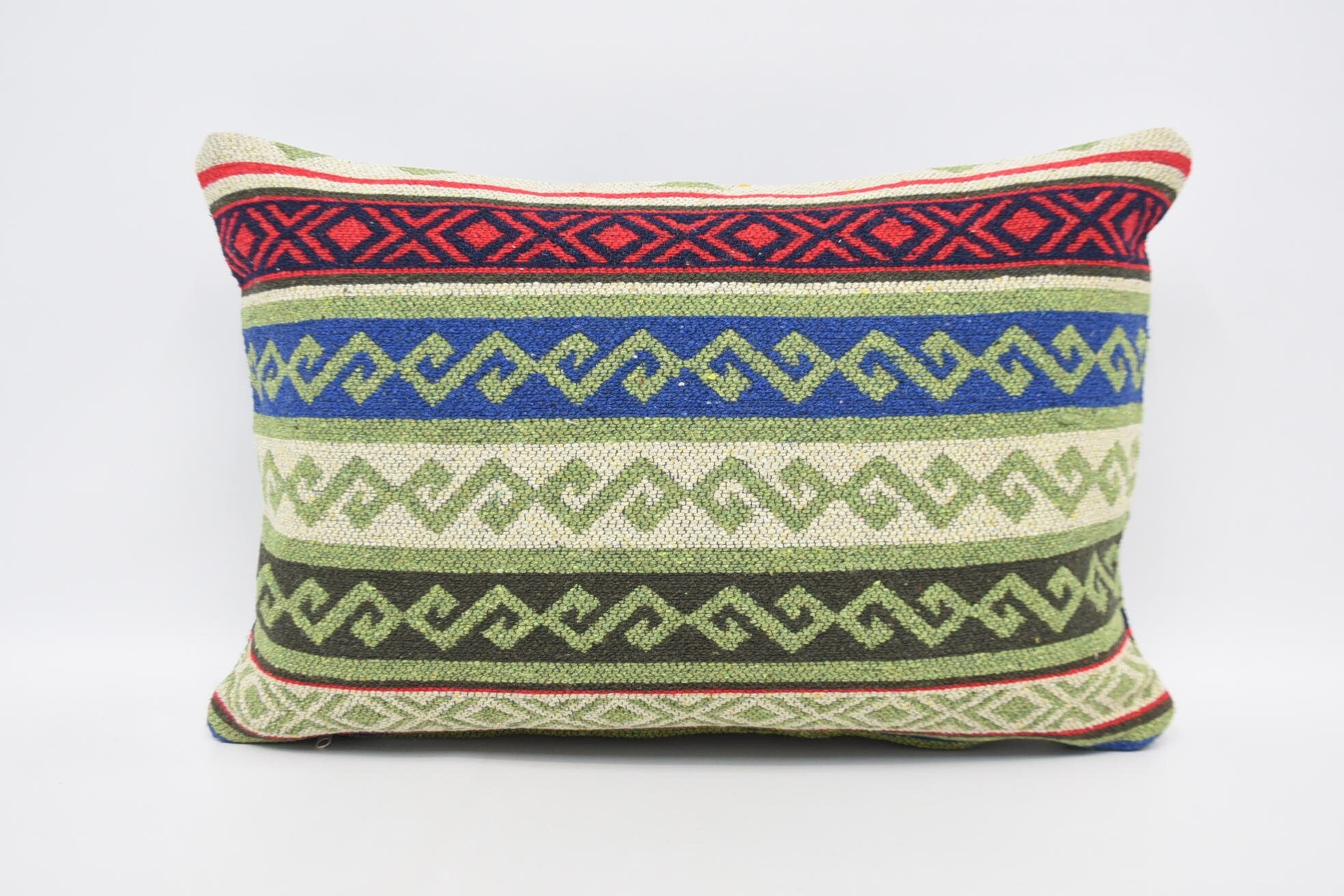 Natural Pillow, Kilim Pillow, 16"x24" Green Pillow Sham, Patio Cushion Cover, Neutral Cushion Cover, Throw Kilim Pillow, Boho Pillow