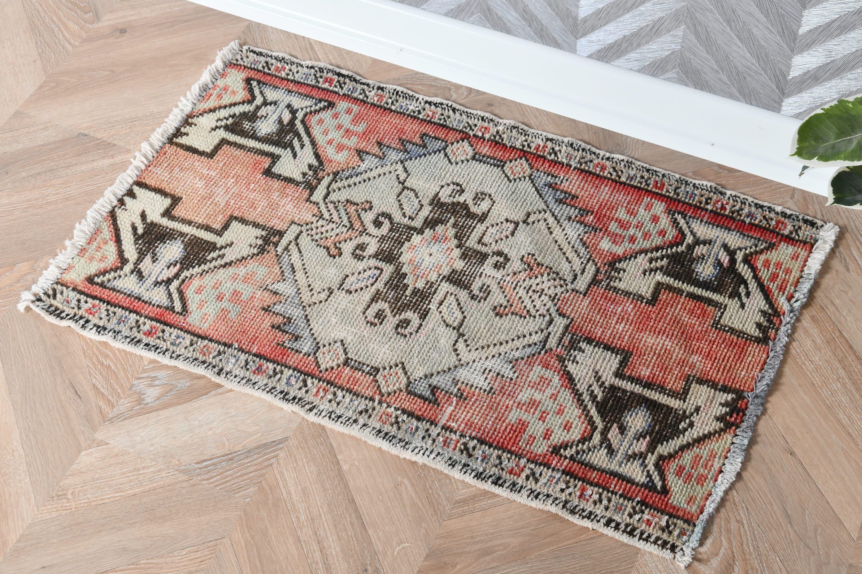 Vintage Rug, Turkish Rug, Anatolian Rug, Bath Rug, Red Kitchen Rug, 1.6x2.6 ft Small Rugs, Art Rug, Kitchen Rug, Rugs for Bath, Bedroom Rug