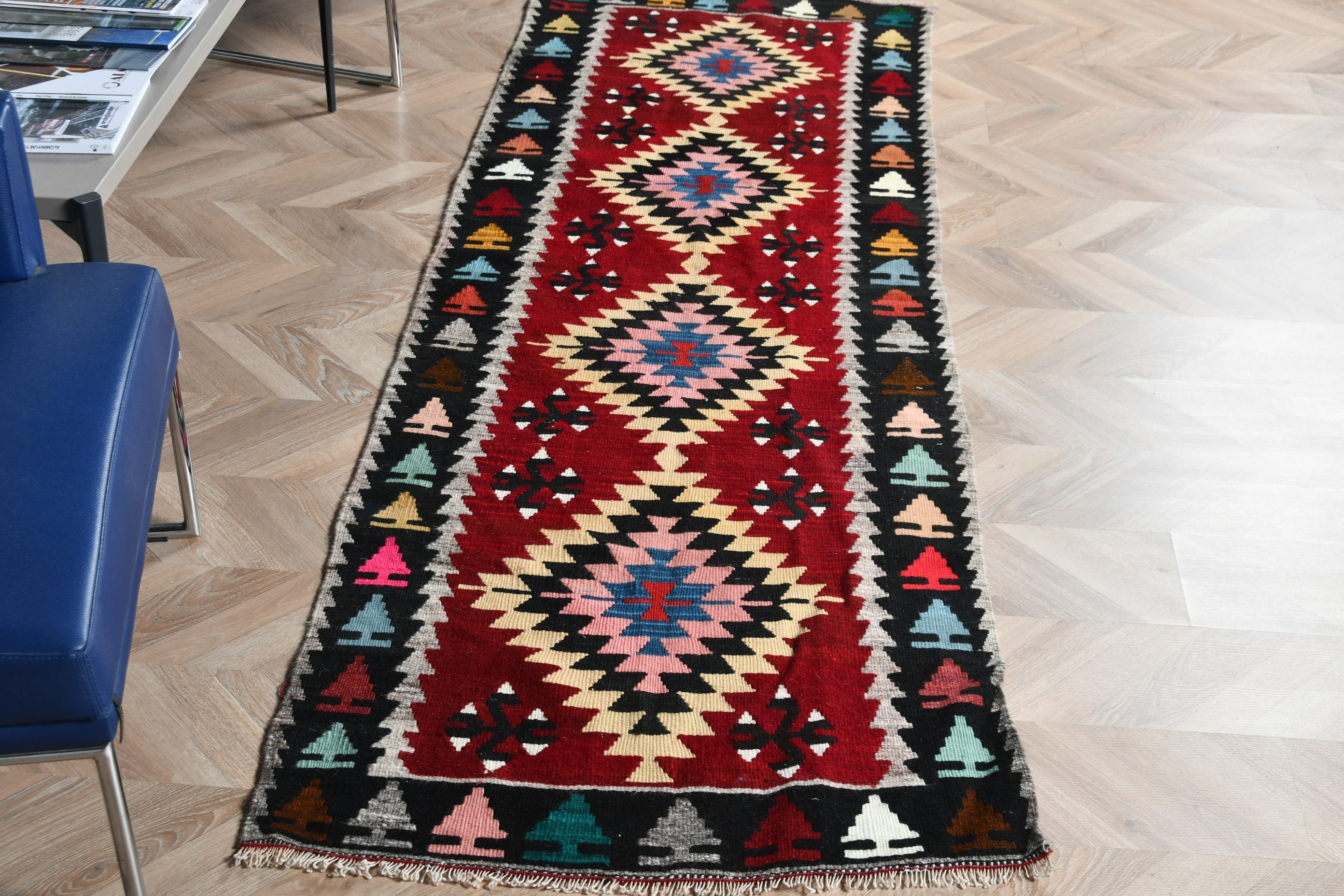 Anadolu Halısı, Kilim, Eklektik Halı, Vintage Halılar, Yer Halıları, Mutfak Halısı, Merdiven Halısı, Kırmızı Ev Dekor Halısı, Türk Halısı, 2.6x8 ft Yolluk Halısı