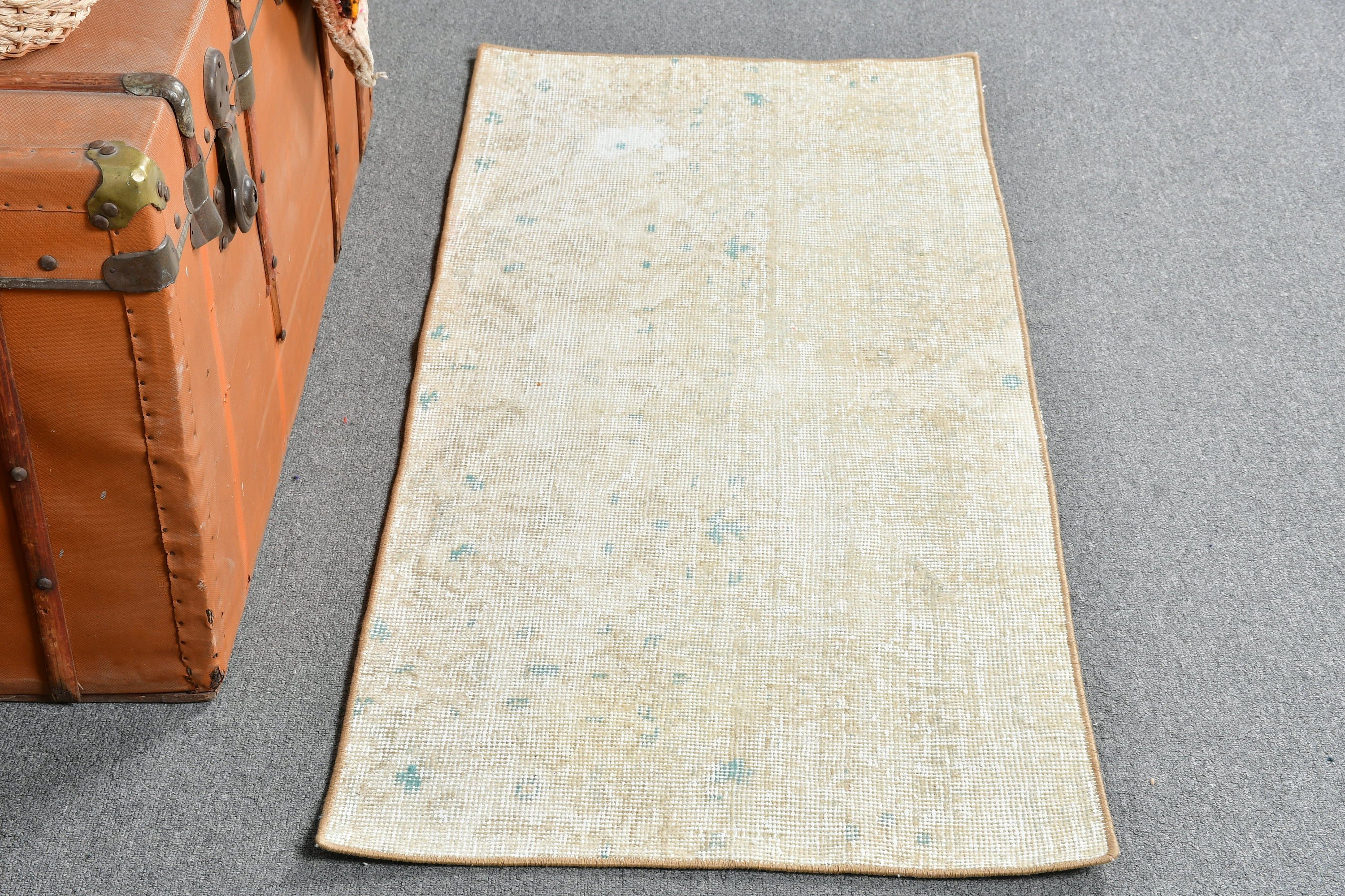 Bej Ev Dekorasyonu Halısı, Giriş Halısı, Yatak Odası Halıları, Vintage Halı, Tasarımcı Halısı, Türk Halıları, Fas Halıları, Banyo Halısı, 2x4,3 ft Küçük Halılar