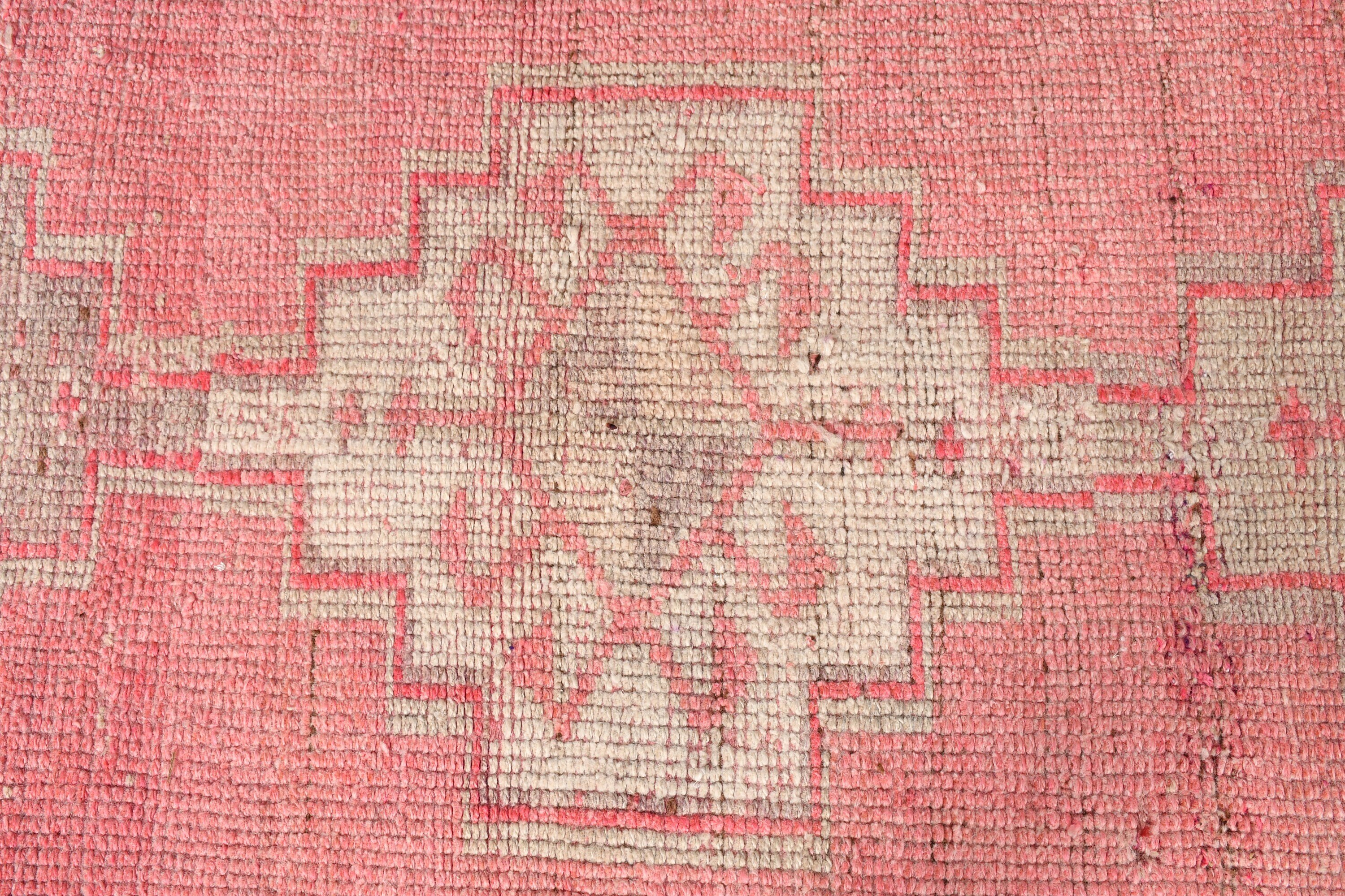 Kitchen Rug, Pink Oushak Rug, 2.2x10.6 ft Runner Rugs, Vintage Rug, Bedroom Rugs, Turkish Rugs, Rugs for Kitchen, Hallway Rug, Floor Rug