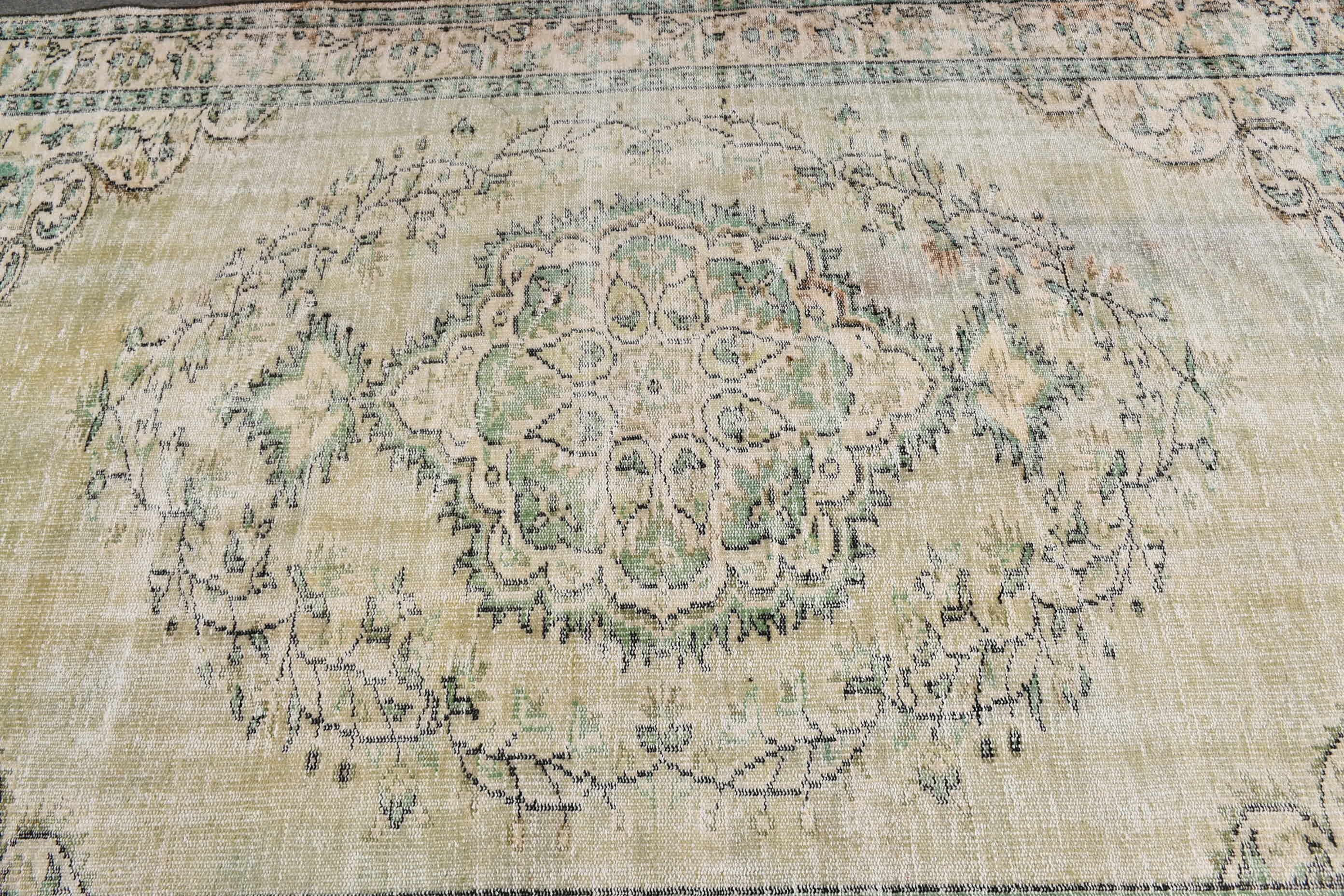 Vintage Rugs, Ethnic Rug, Turkish Rug, Wool Rug, Green  5.8x8.7 ft Large Rugs, Bedroom Rug, Rugs for Bedroom, Living Room Rug