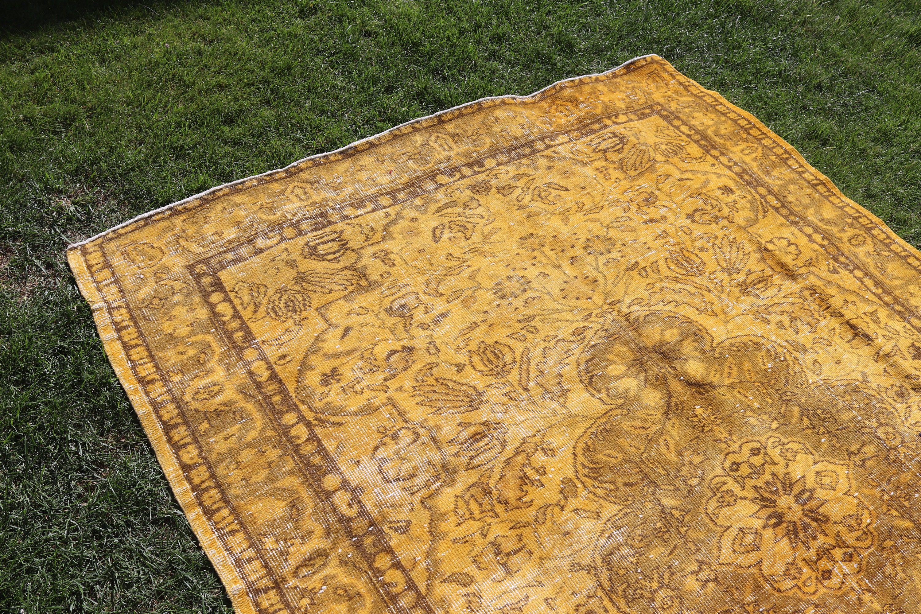 Ofis Halısı, 5.7x8.5 ft Büyük Halı, Büyük Vintage Halı, Vintage Halı, Yatak Odası Halısı, Lüks Halılar, Türk Halıları, El Dokuma Halı, Sarı Yer Halıları