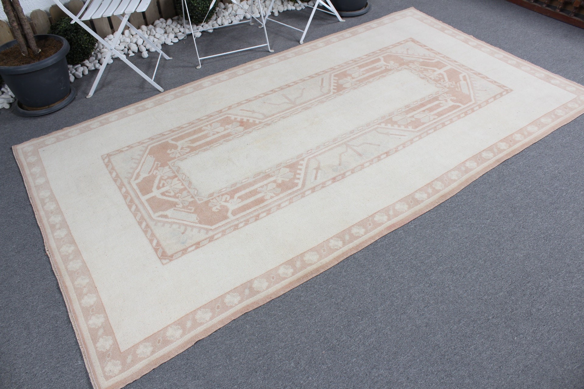 Dining Room Rug, Oushak Rug, Vintage Rugs, Beige Home Decor Rugs, Living Room Rugs, Home Decor Rugs, 4.8x8.6 ft Large Rugs, Turkish Rug