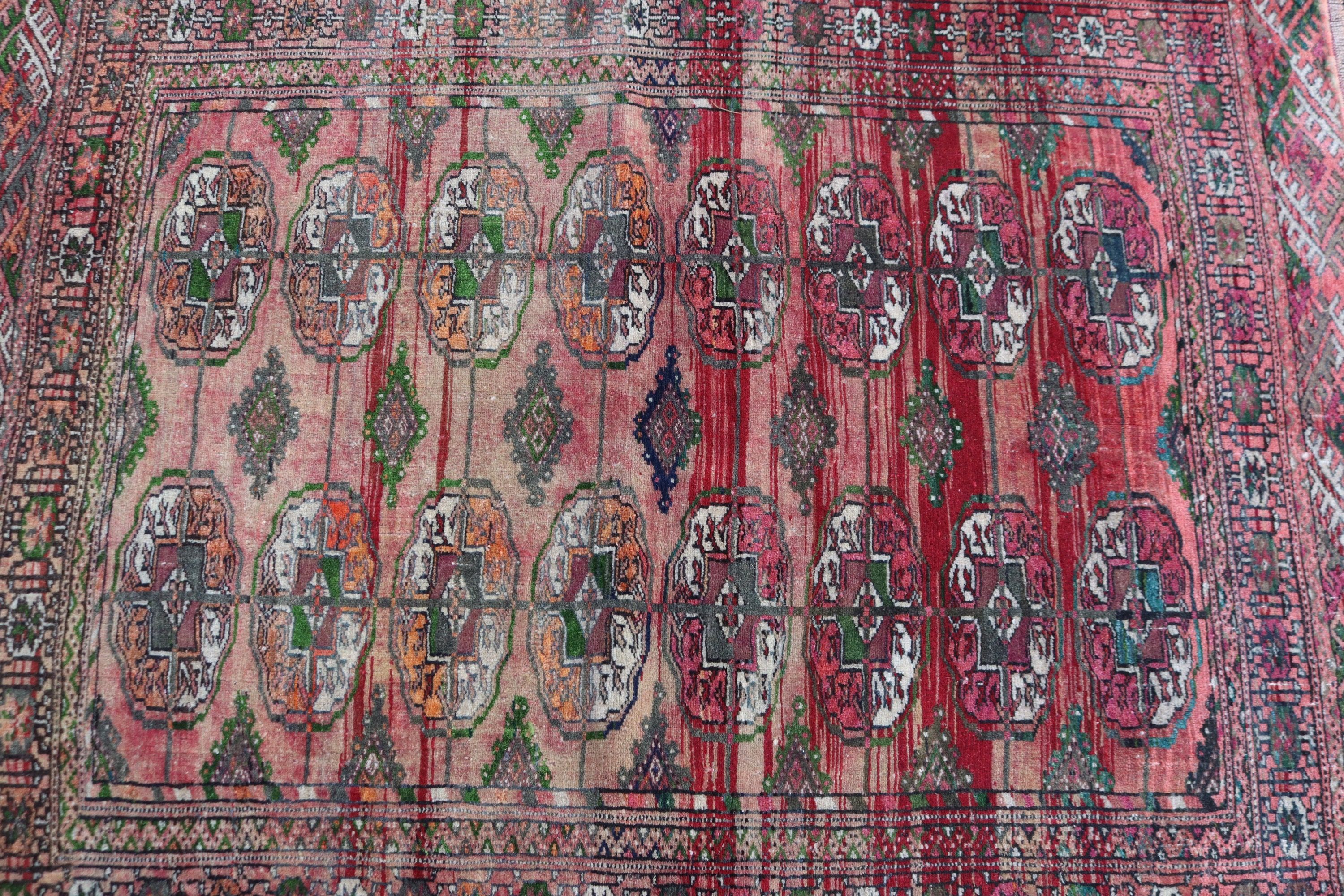 Yün Halılar, Geleneksel Halılar, Türk Halıları, Vintage Halı, Kırmızı Oushak Halıları, Yatak Odası Halısı, 2,7x3,7 ft Küçük Halı, Kapı Paspası Halıları