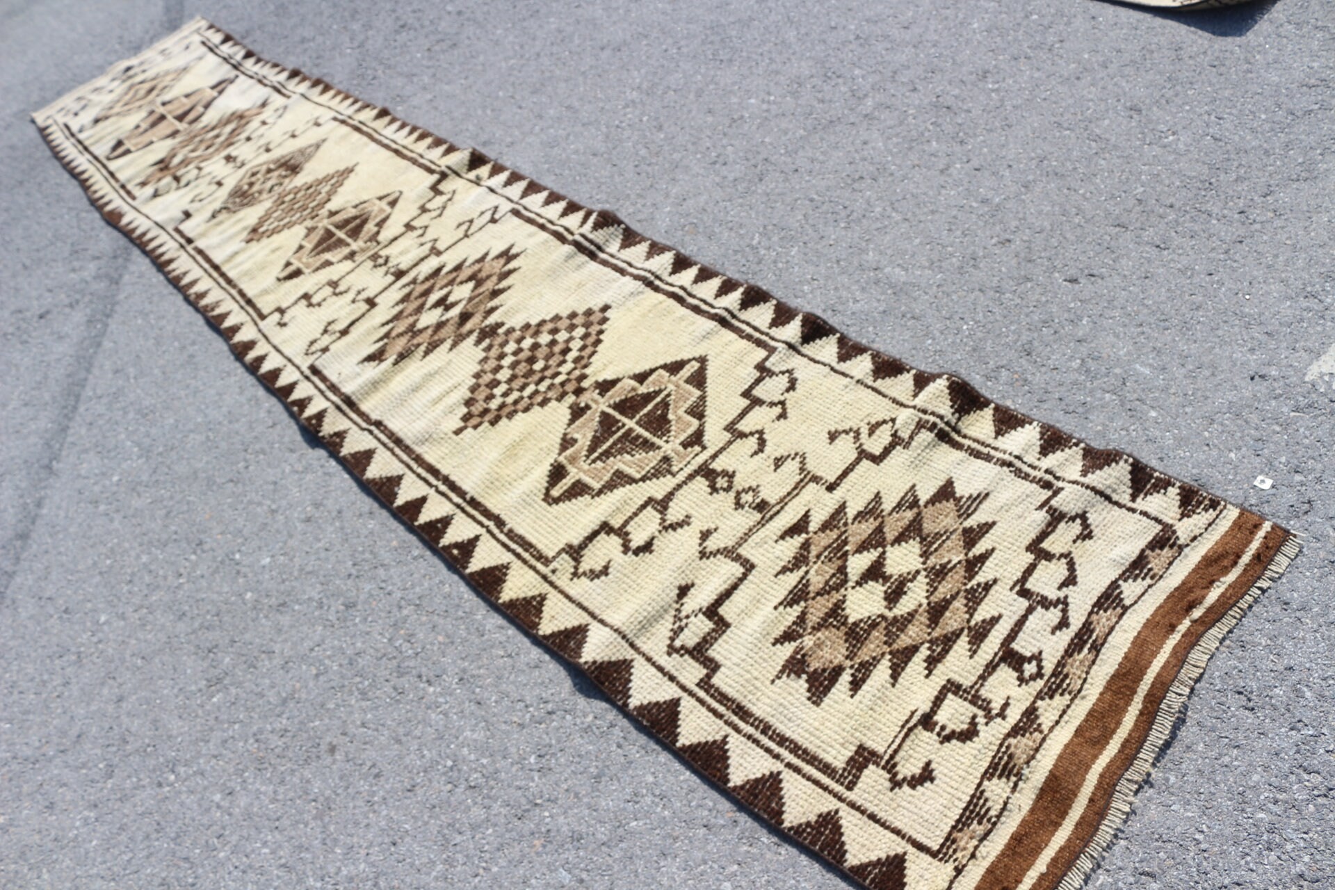 Wool Rugs, 2.4x13.9 ft Runner Rugs, Hallway Rug, Turkish Rug, Rugs for Corridor, Kitchen Rug, Vintage Rugs, Beige Antique Rug, Organic Rug