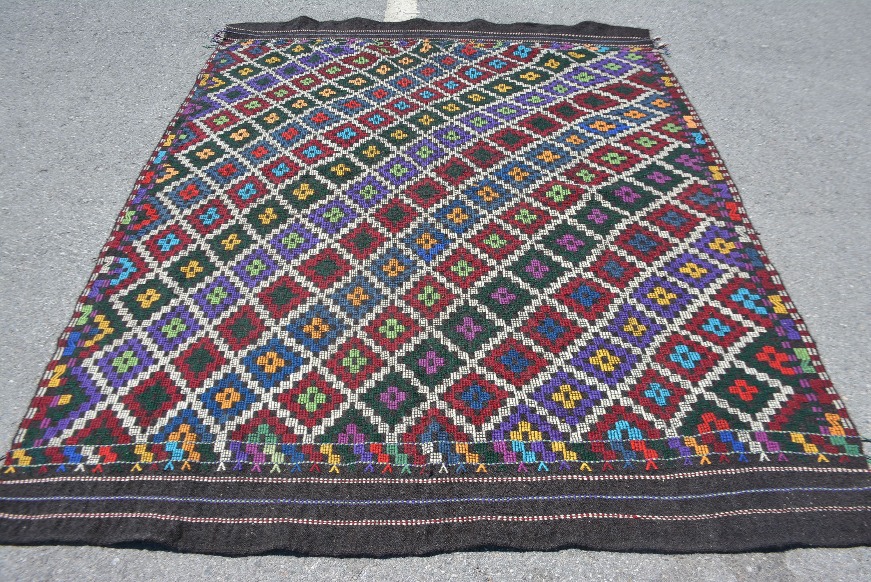 Living Room Rug, 6.3x7.9 ft Large Rug, Dining Room Rug, Anatolian Rug, Kilim, Turkish Rug, Vintage Rug, Oriental Rugs, Outdoor Rug