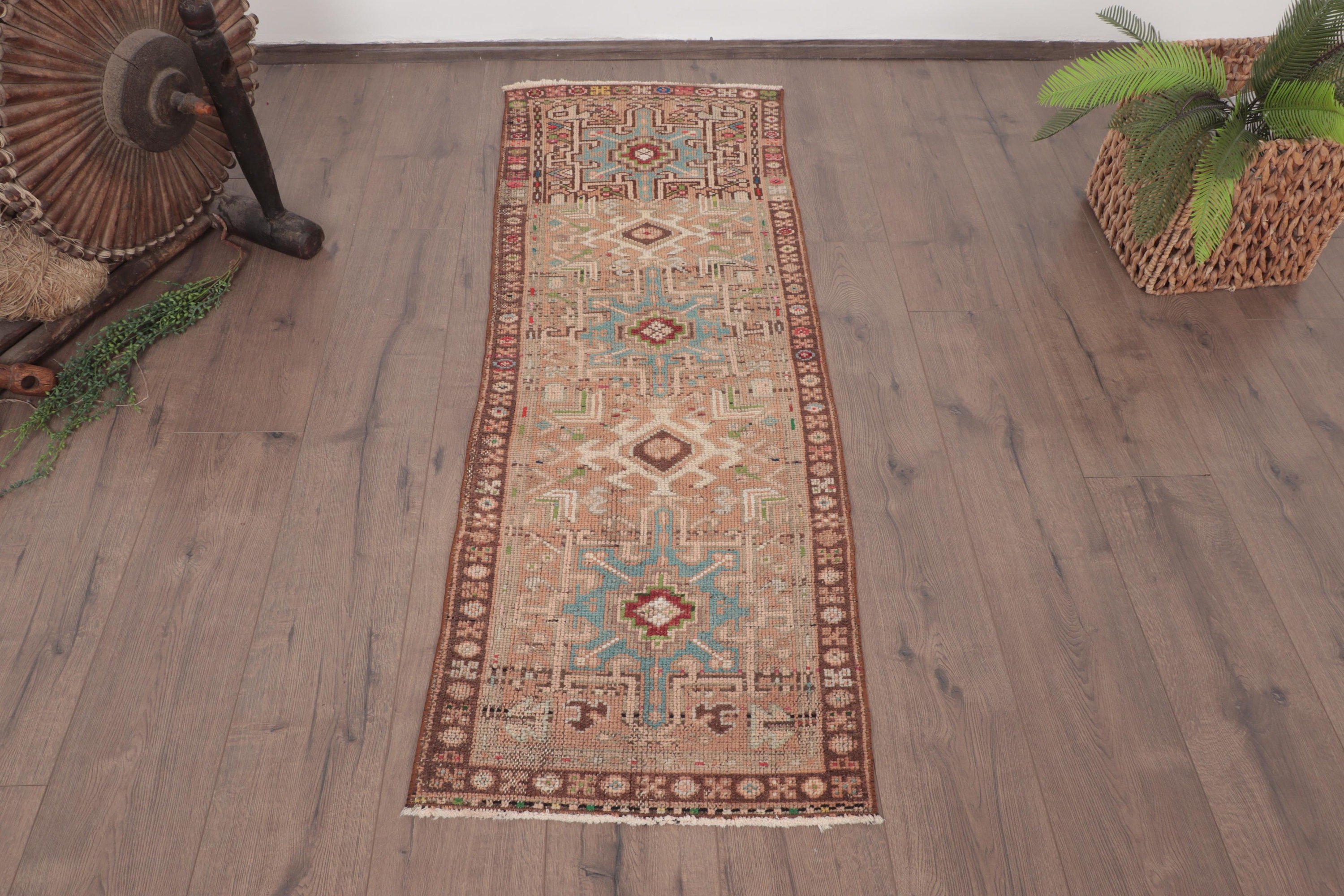 Kahverengi Lüks Halı, Koridor Halısı, Estetik Halılar, Antika Halılar, 1.7x5.1 ft Runner Halısı, Merdiven Halıları, Türk Halıları, Vintage Halı, Havalı Halılar