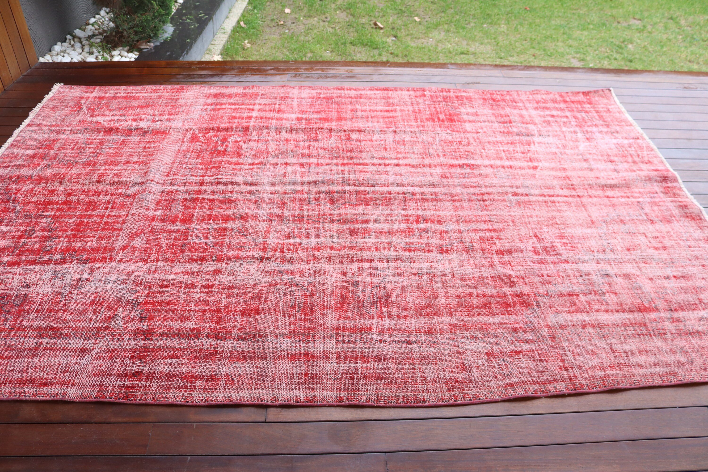 Large Vintage Rug, Red Cool Rug, Turkey Rugs, 6.2x9.6 ft Large Rugs, Vintage Rugs, Living Room Rug, Handwoven Rug, Neutral Rug, Turkish Rug