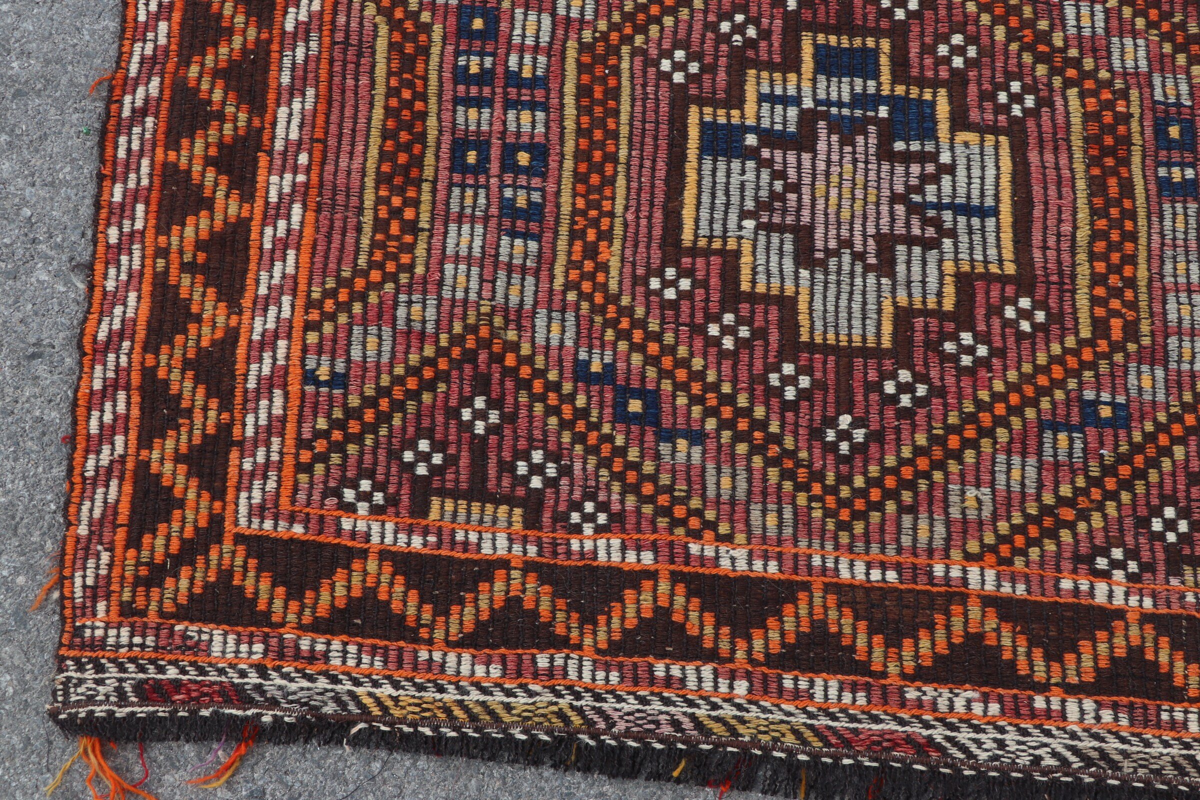 Kilim, Salon Halısı, 5.6x8.6 ft Büyük Halılar, Türk Halısı, Vintage Halı, Yer Halısı, Oturma Odası Halısı, Mutfak Halısı, Göçebe Halıları, Kahverengi Mutfak Halısı