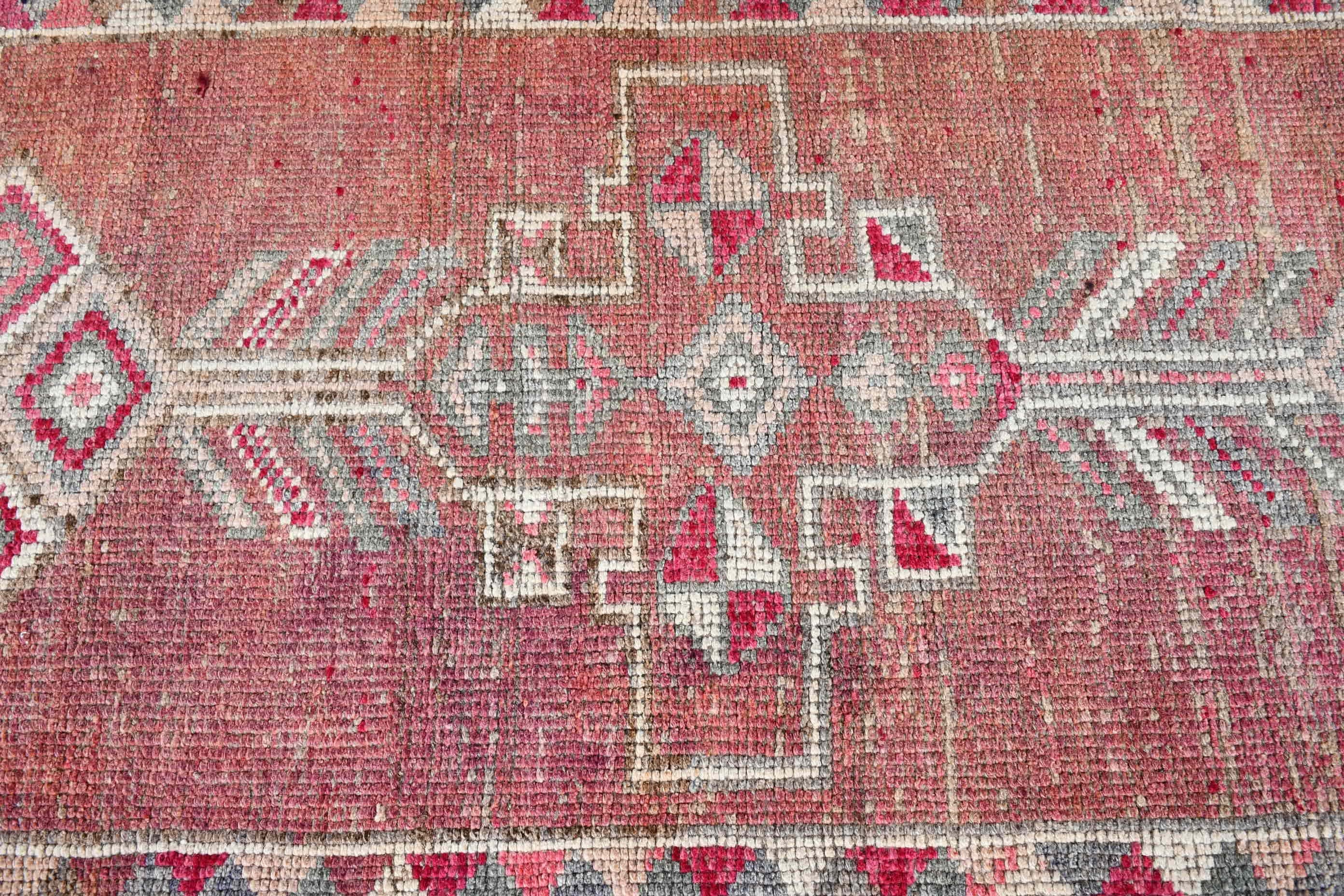 Oushak Rug, Office Rug, Pink Home Decor Rugs, Vintage Rugs, Corridor Rug, Wool Rug, Hallway Rug, 2.8x11.3 ft Runner Rugs, Turkish Rug