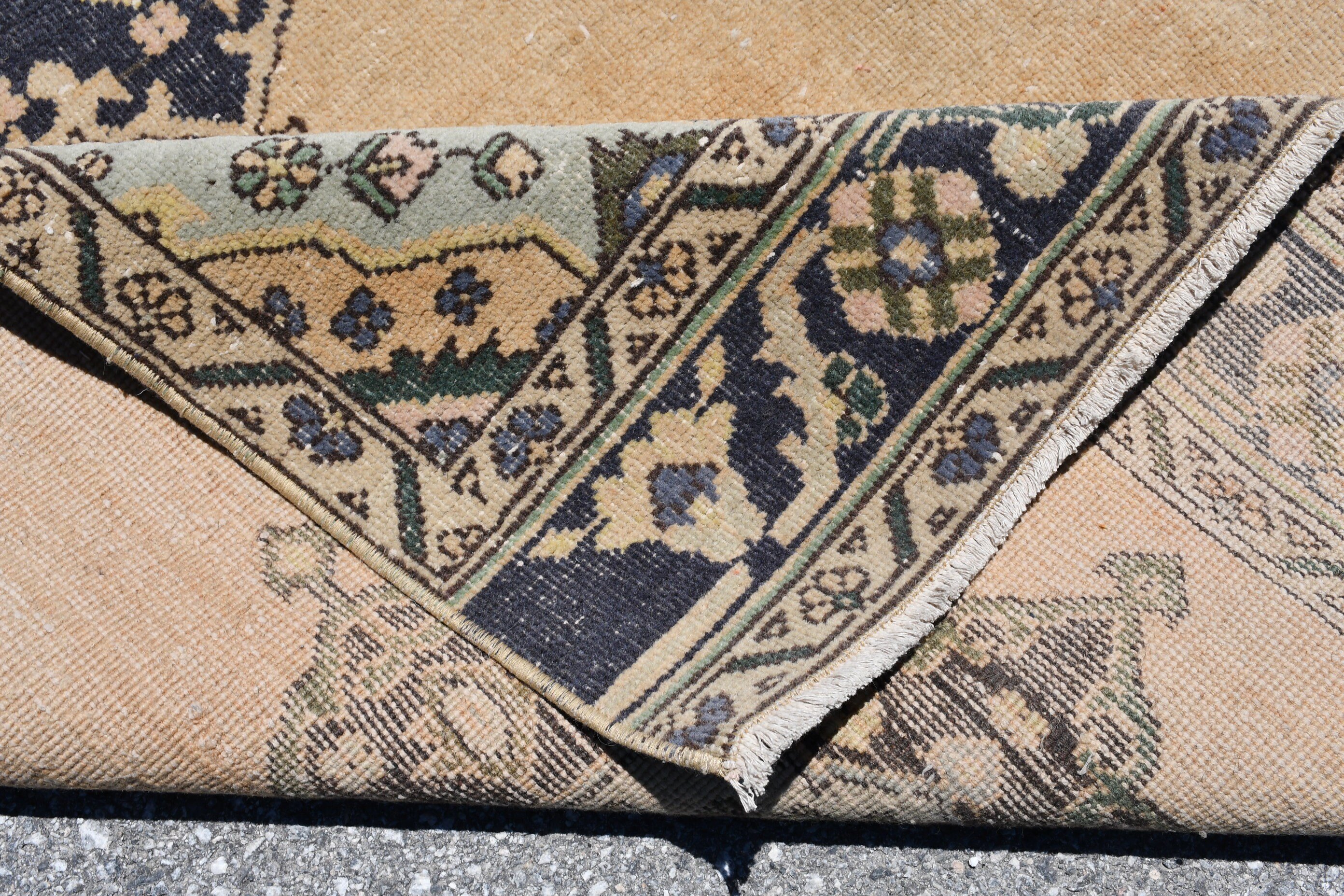 Pastel Rugs, Turkish Rugs, Oriental Rug, Vintage Rug, Hallway Rug, Beige Floor Rug, Bedroom Rug, 3.7x11.9 ft Runner Rug, Rugs for Corridor