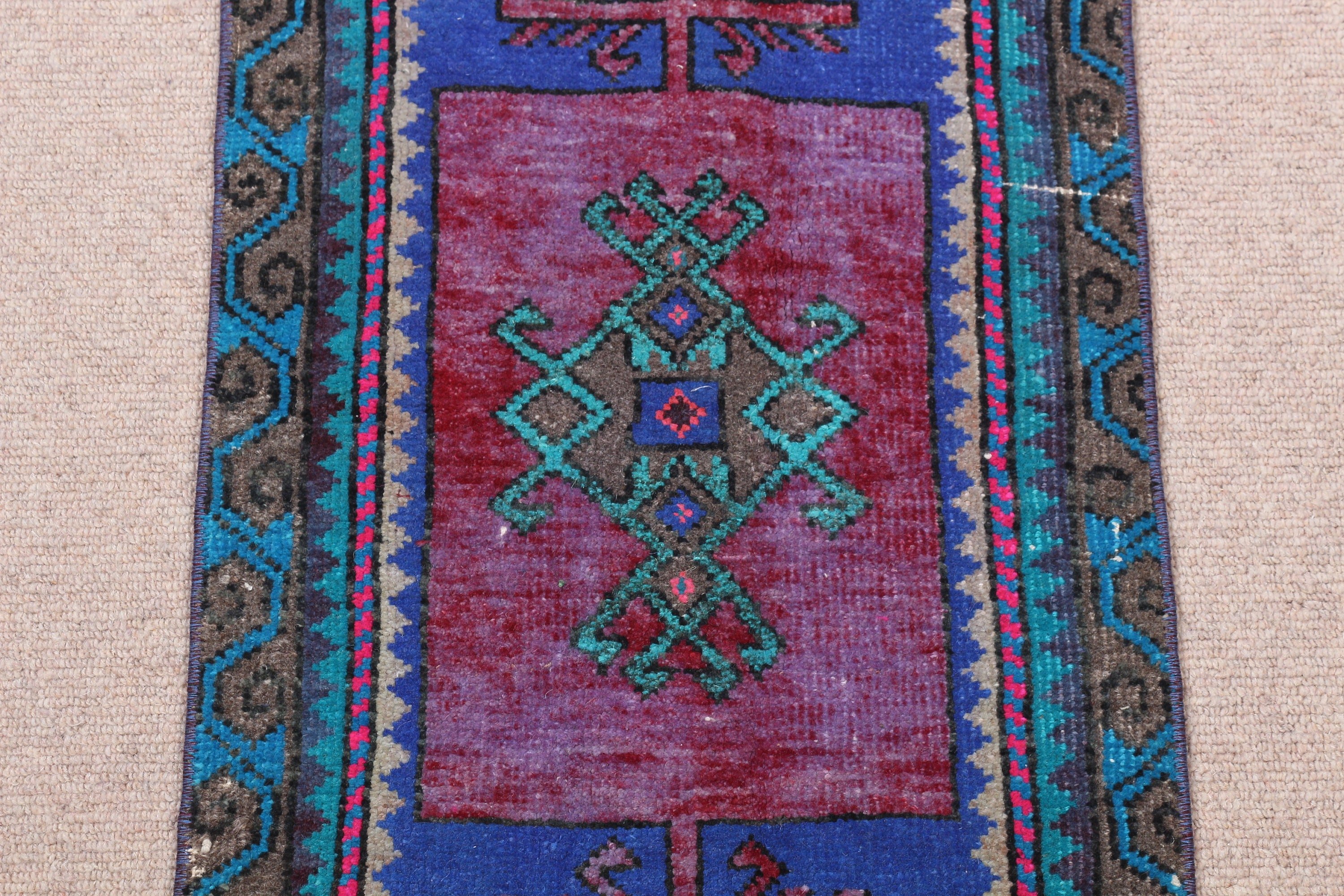 Vintage Rug, Bedroom Rug, Blue Moroccan Rug, Kitchen Rug, Rugs for Kitchen, 1.3x2.8 ft Small Rug, Turkish Rugs, Wall Hanging Rug, Floor Rug