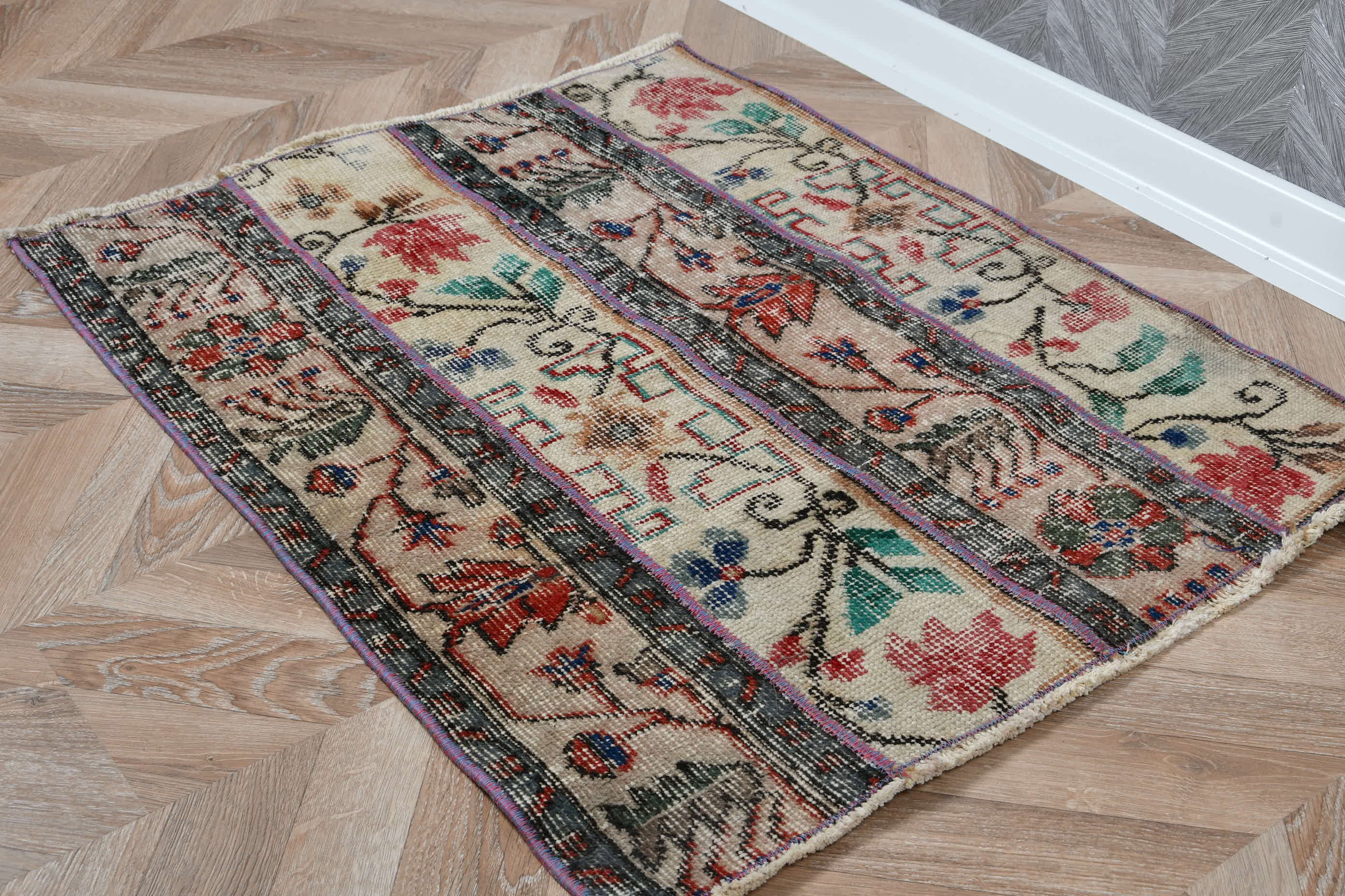 2.3x2.9 ft Small Rug, Vintage Rug, Floor Rug, Beige Oushak Rug, Turkish Rugs, Wool Rug, Entry Rug, Rugs for Door Mat, Cool Rug, Nursery Rug