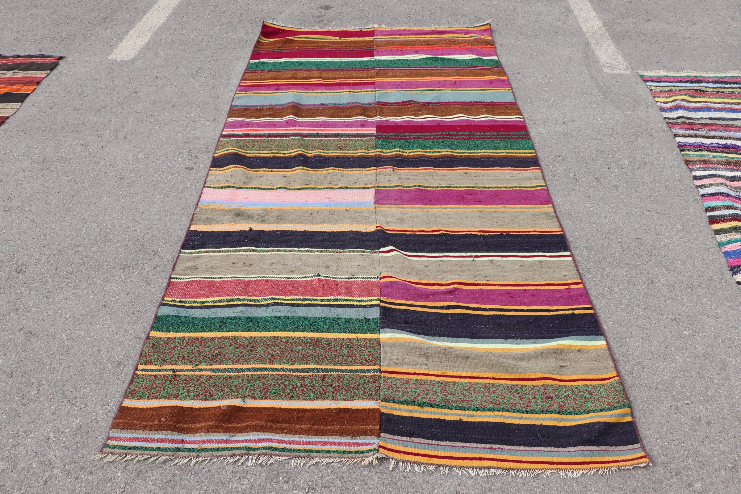 Turkish Rugs, Anatolian Rug, Bedroom Rug, Indoor Rug, Vintage Rug, 4.3x8.8 ft Area Rug, Home Decor Rug, Kilim, Purple Moroccan Rugs