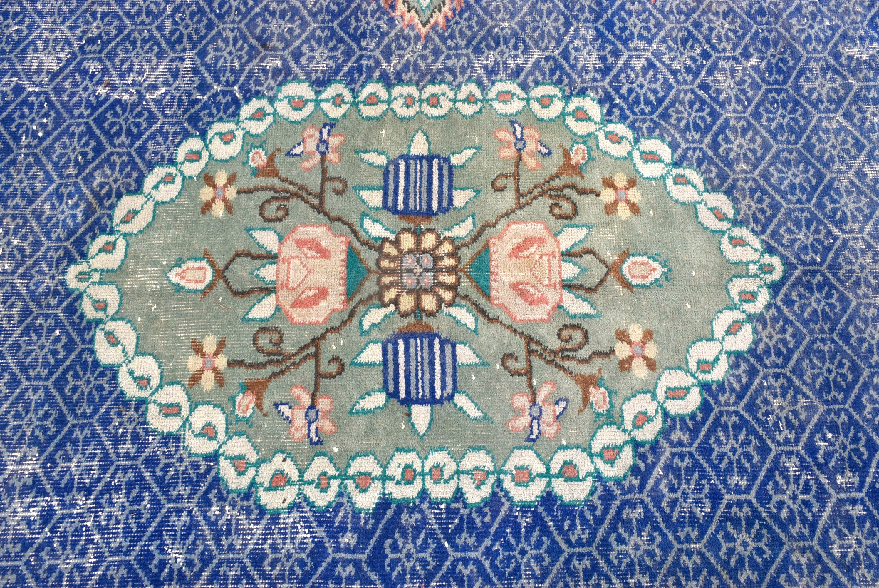 Kabile Halıları, Büyük Oushak Halısı, Modern Halılar, Mavi Boho Halıları, 6,3x9,7 ft Büyük Halıları, Oushak Halısı, Türk Halıları, Vintage Halı, Oturma Odası Halıları