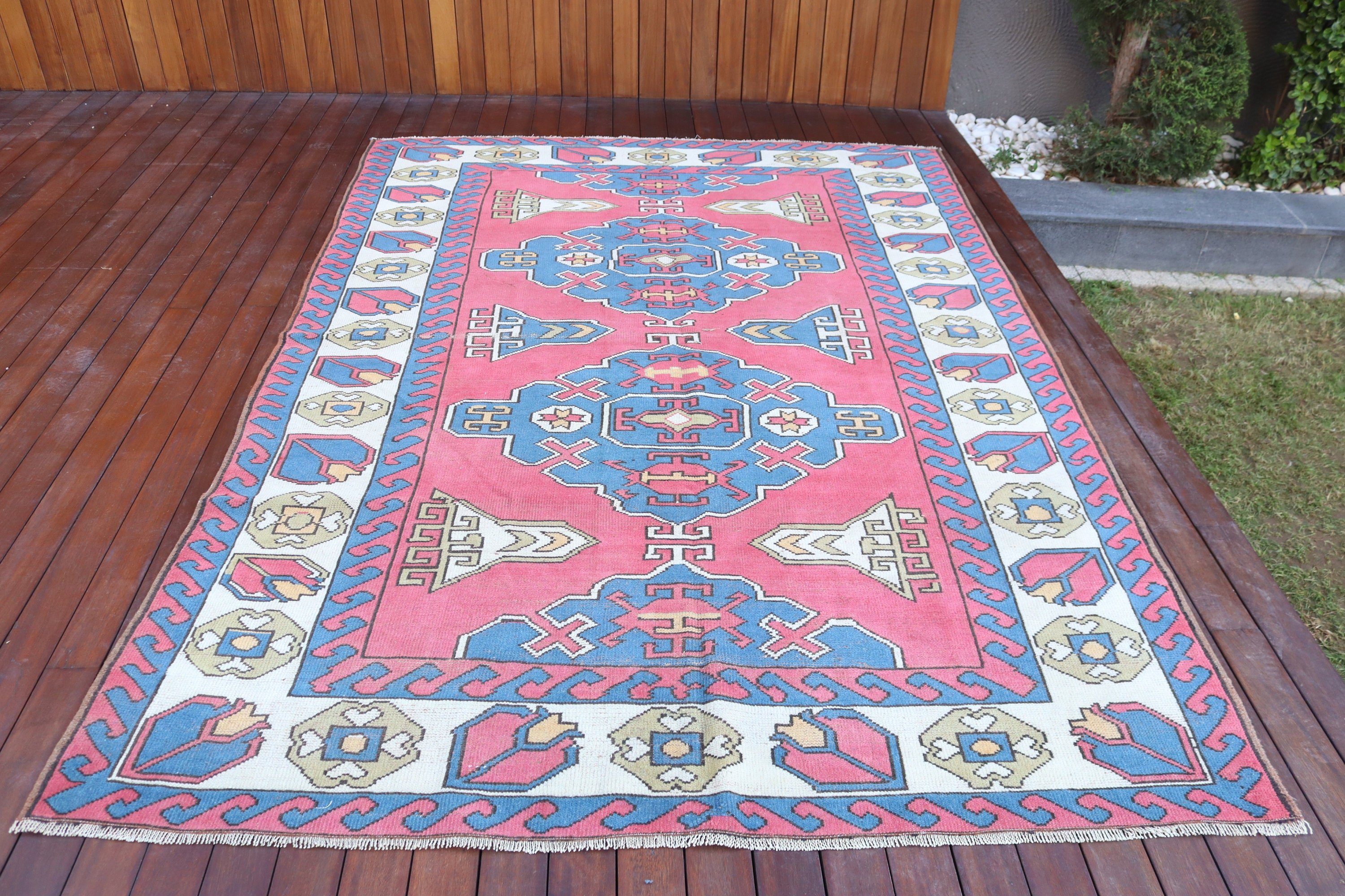 Büyük Oushak Halıları, Vintage Halı, Havalı Halılar, Ev Dekorasyonu Halısı, Pembe Havalı Halılar, Yatak Odası Halıları, 6.1x9.4 ft Büyük Halı, Modern Halılar, Türk Halısı