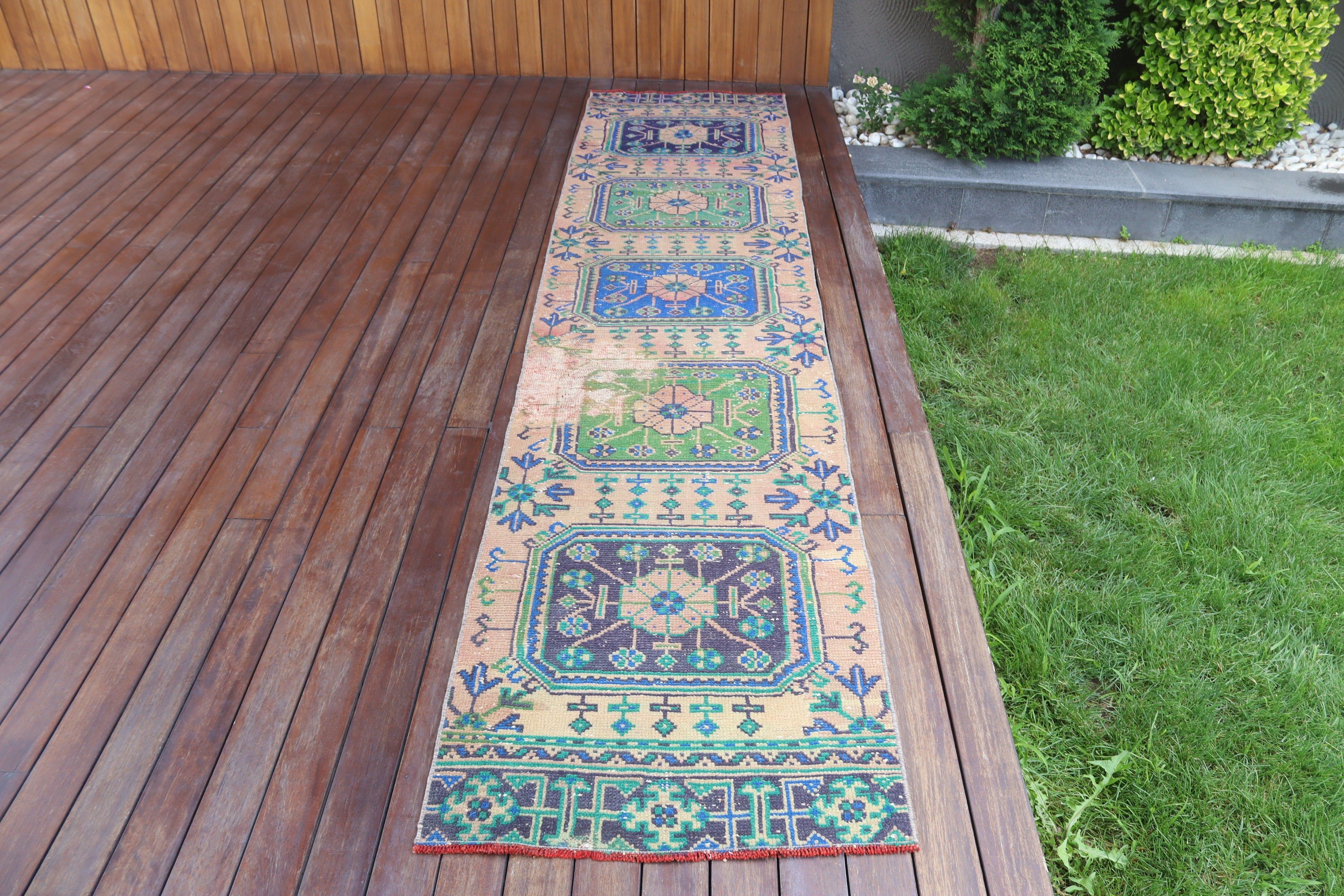 El Dokuma Halılar, 2.5x10.7 ft Yolluk Halılar, Merdiven Halıları, Düz Dokuma Halı, Boho Halı, Merdiven Halıları, Yeşil Antika Halı, Vintage Halılar, Türk Halıları