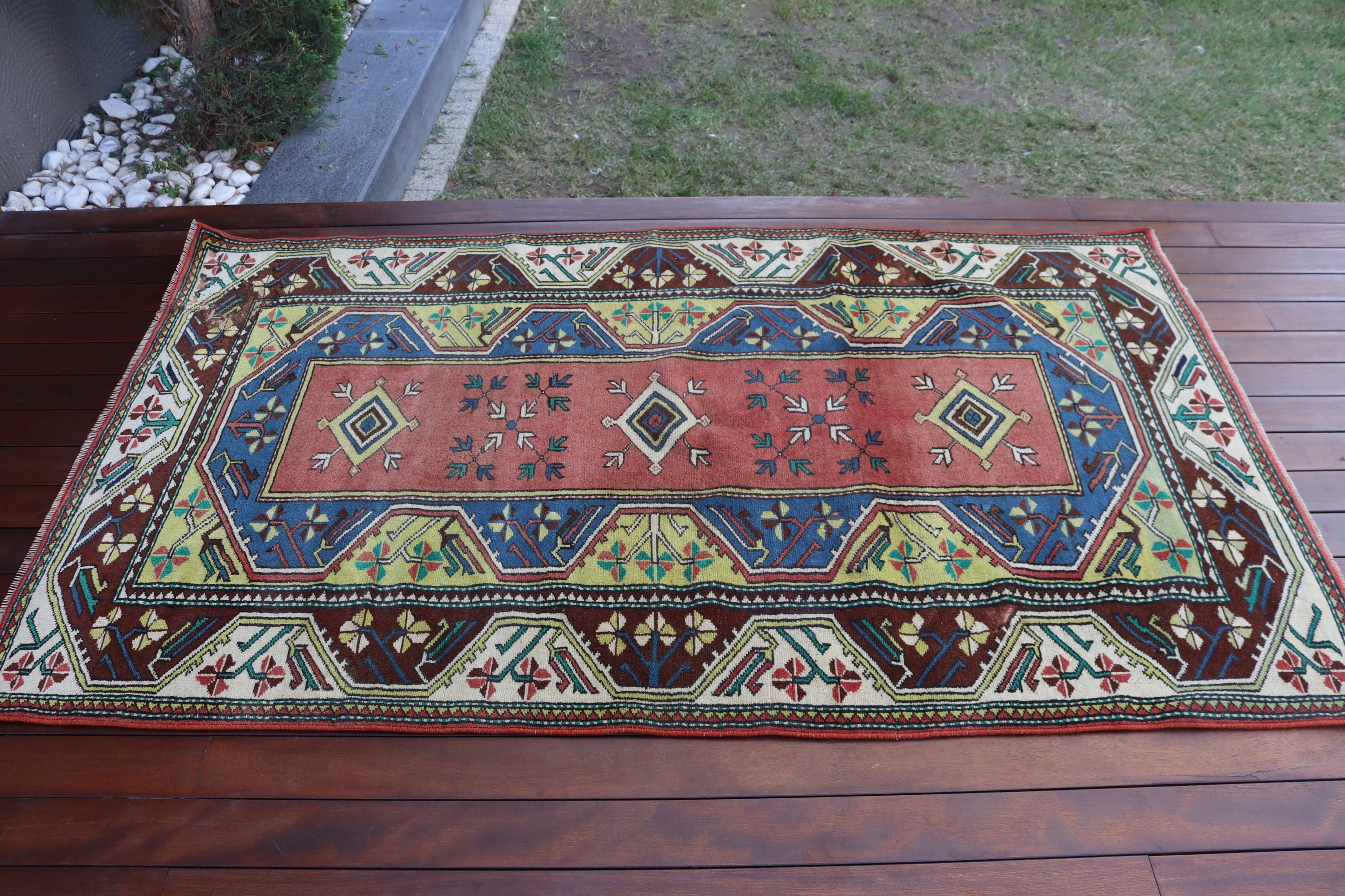 3,9x6,6 ft Alan Halıları, Yemek Odası Halıları, Boho Halısı, Vintage Halı, Modern Halı, Mutfak Halıları, Turuncu Oushak Halıları, Mutfak Halıları, Türk Halıları