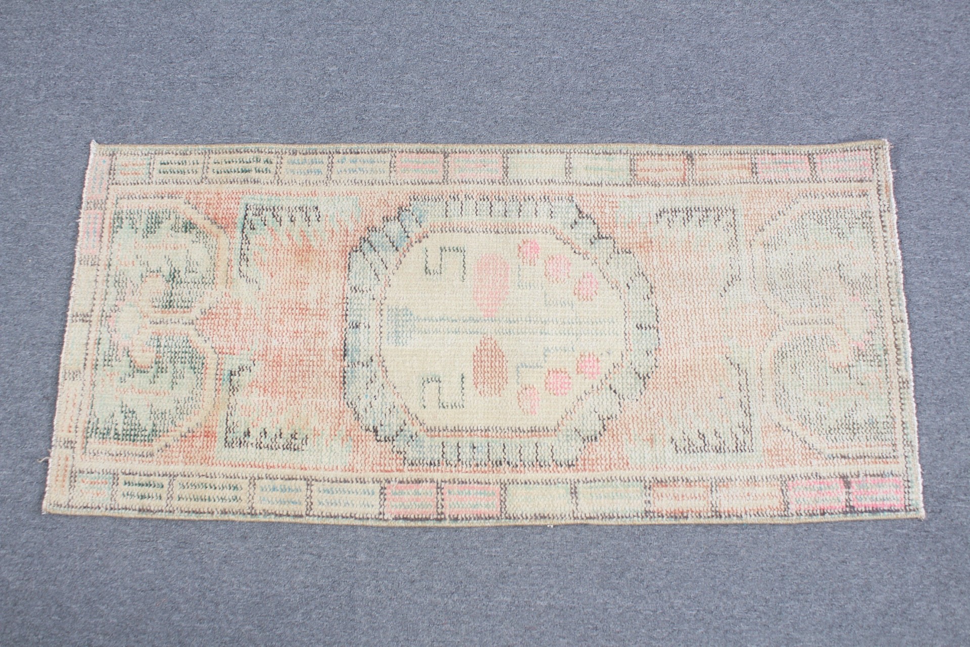 Authentic Rug, Orange Antique Rug, Vintage Rug, Moroccan Rug, Turkish Rugs, Oriental Rugs, Bedroom Rugs, Kitchen Rug, 1.9x4.2 ft Small Rug