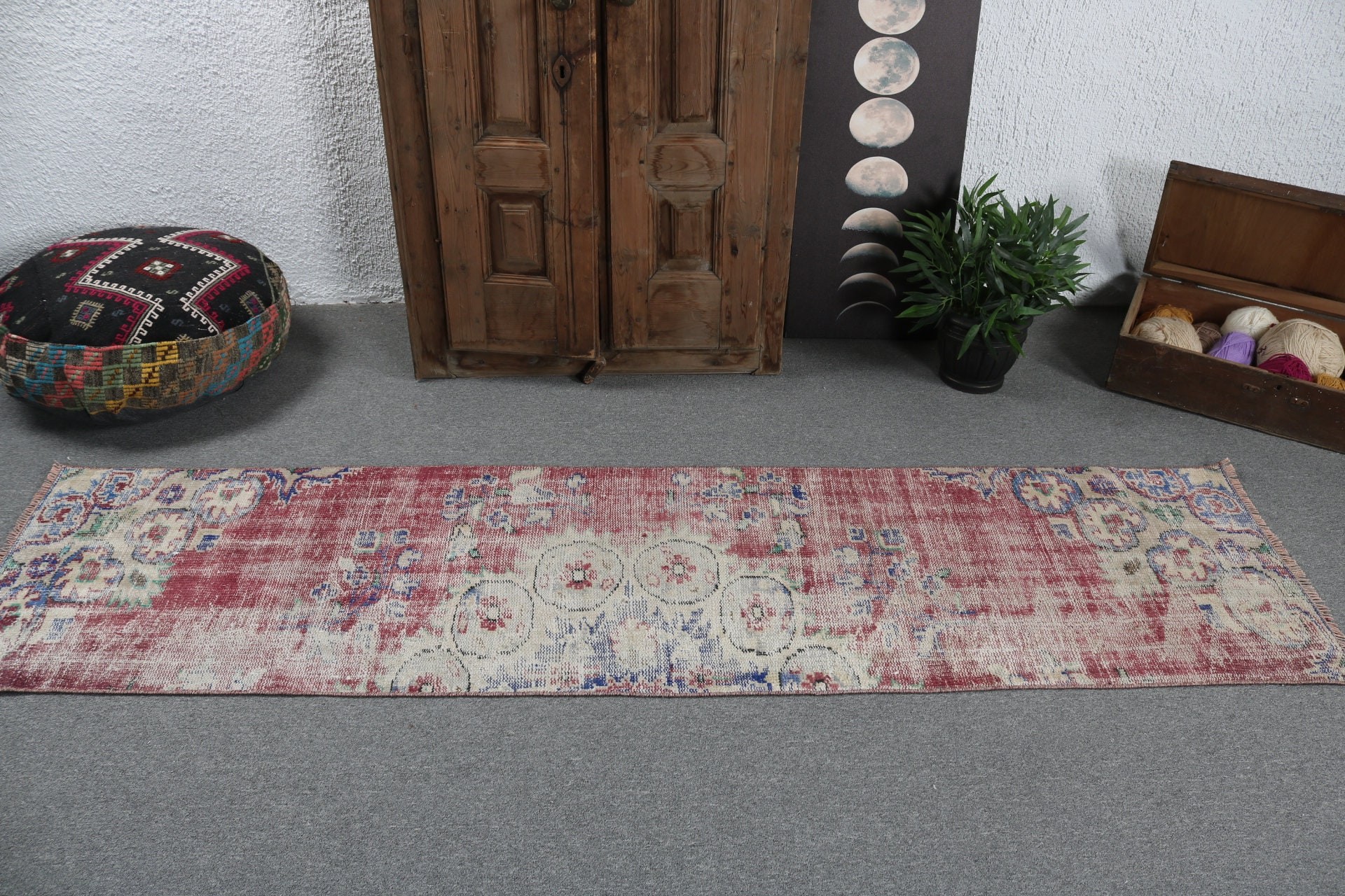 Rugs for Hallway, Vintage Rug, Stair Rug, Red Anatolian Rugs, Turkish Rug, Wool Rug, 2.1x8.1 ft Runner Rug, Luxury Rugs, Hallway Rugs