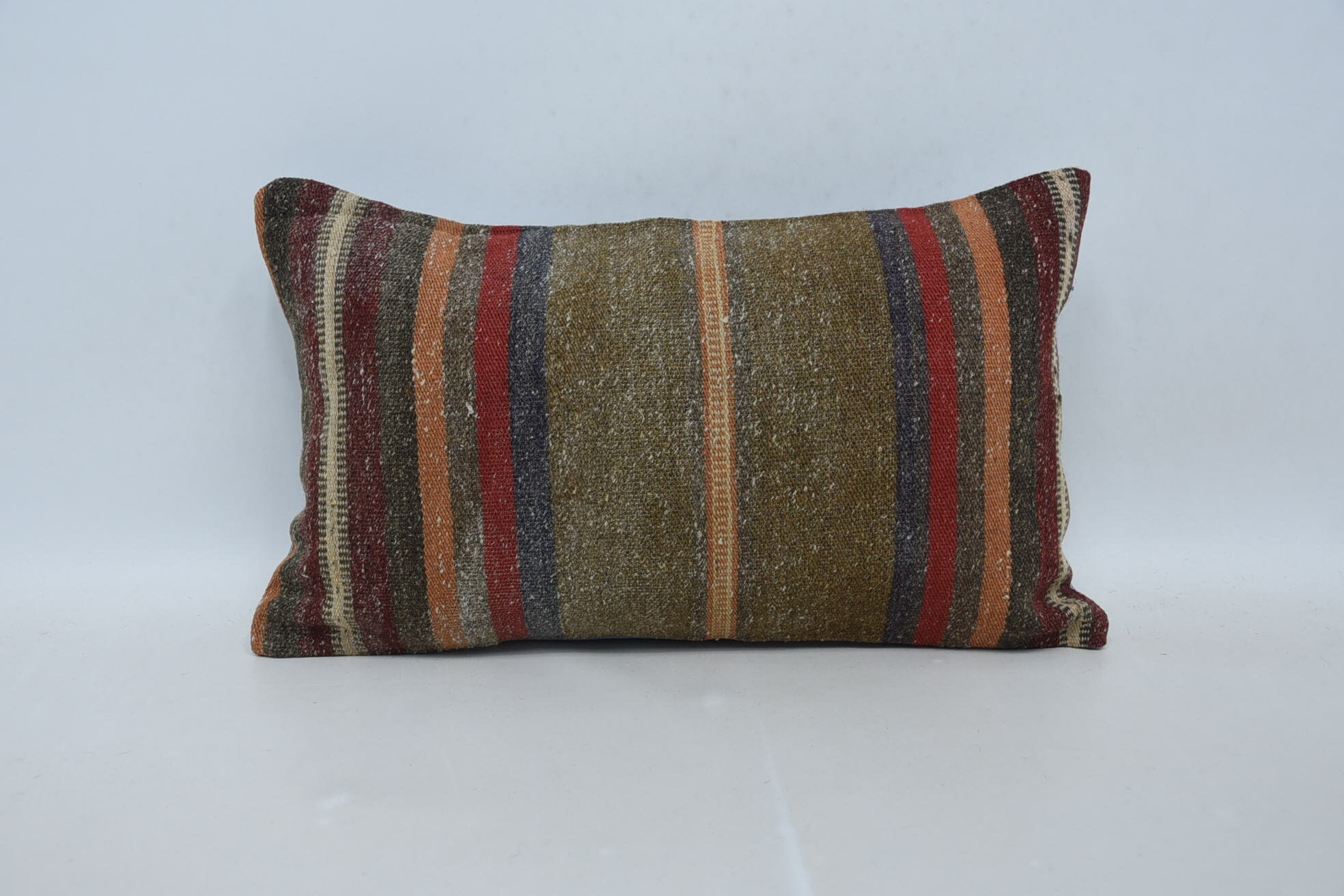 Retro Pillow Sham, Authentic Pillow, Vintage Pillow, Pillow for Sofa, 12"x20" Brown Cushion Case, Ethnical Kilim Rug Pillow