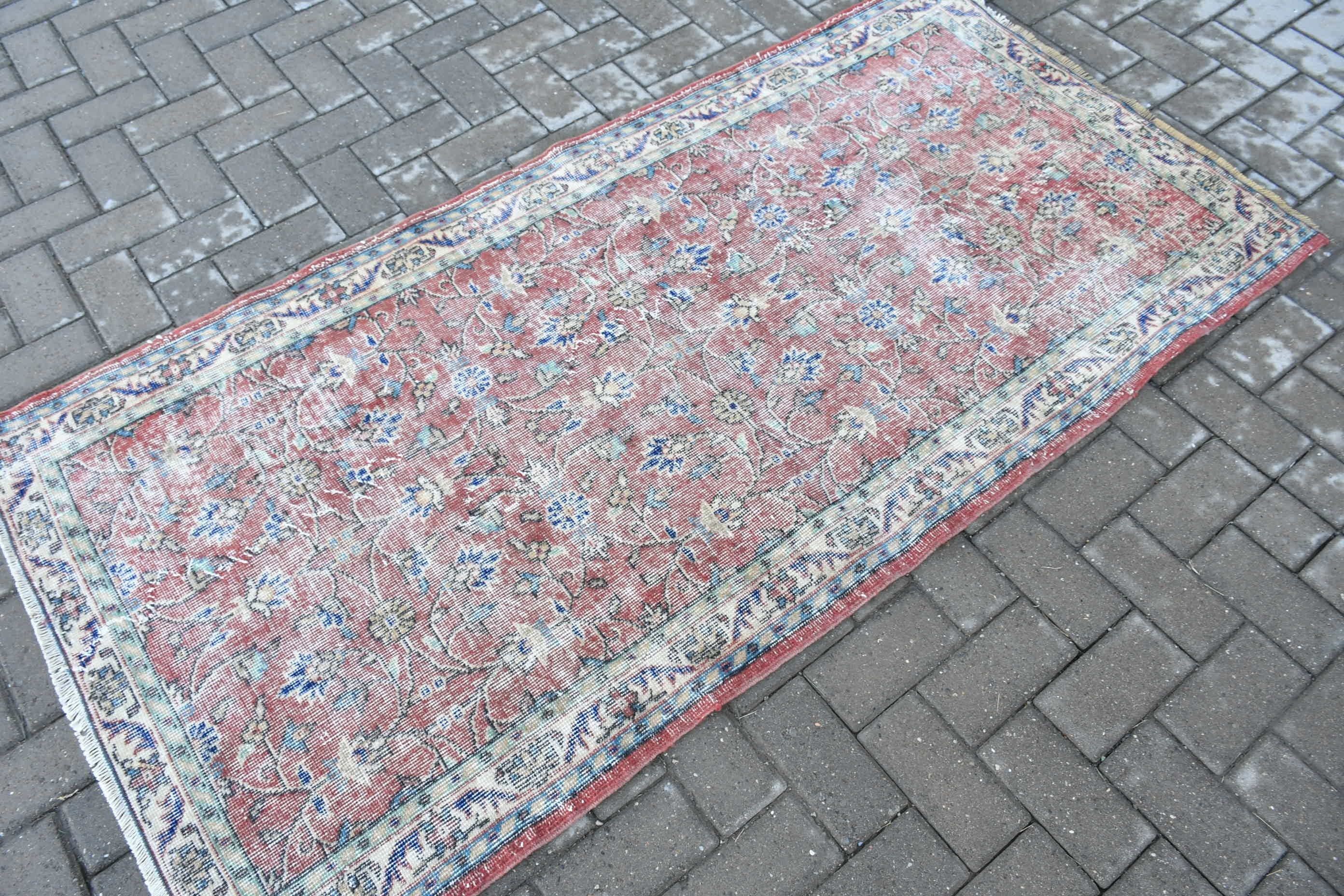 Mutfak Halıları, Mutfak Halısı, Kırmızı Oushak Halısı, Yatak Odası Halısı, Vintage Halılar, Türk Halısı, Sevimli Halı, 3,2x6,3 ft Accent Halılar