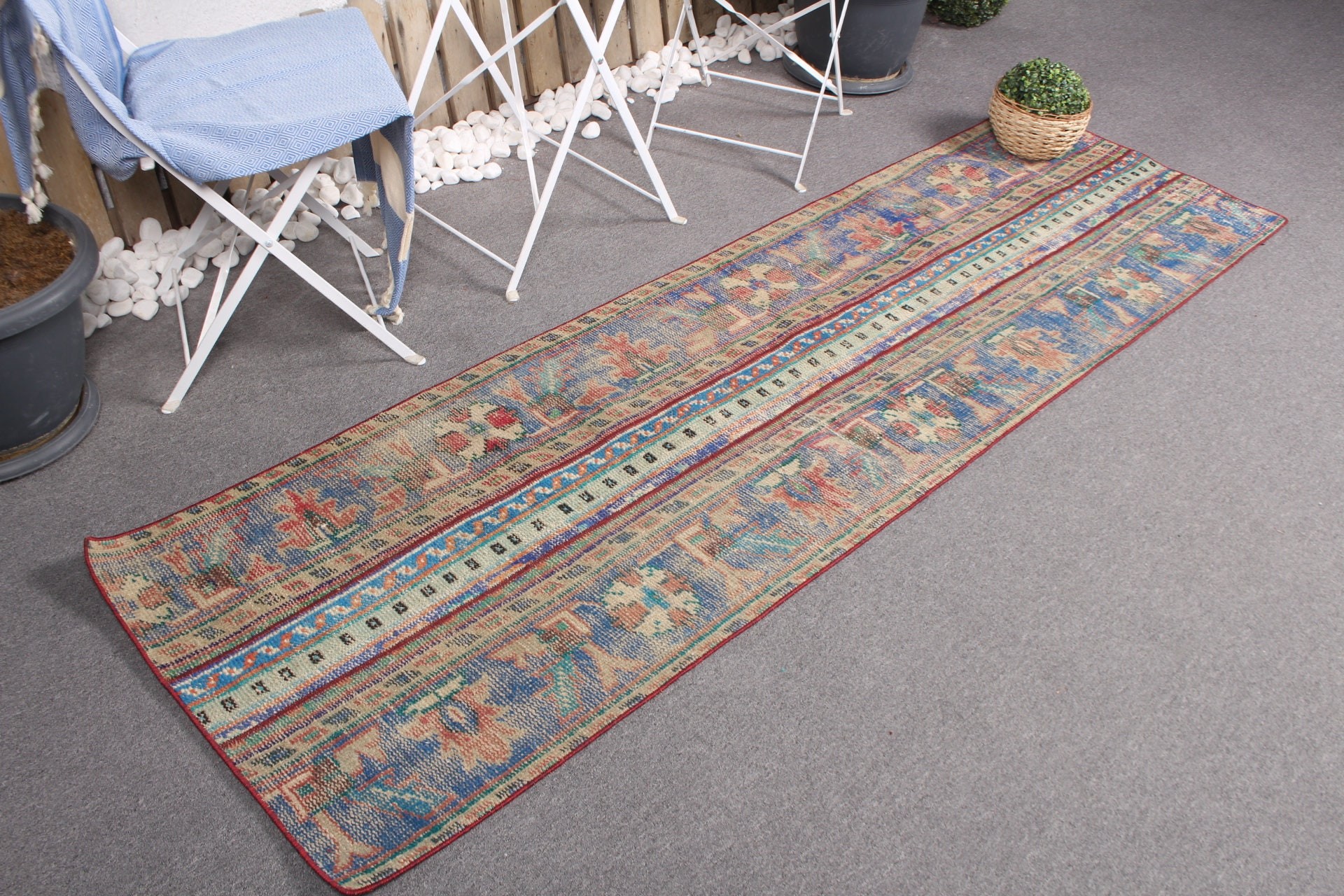 Antique Rugs, Kitchen Rug, Oriental Rugs, Rugs for Hallway, Vintage Rug, Blue Wool Rug, 2.3x7.9 ft Runner Rugs, Dorm Rug, Turkish Rug