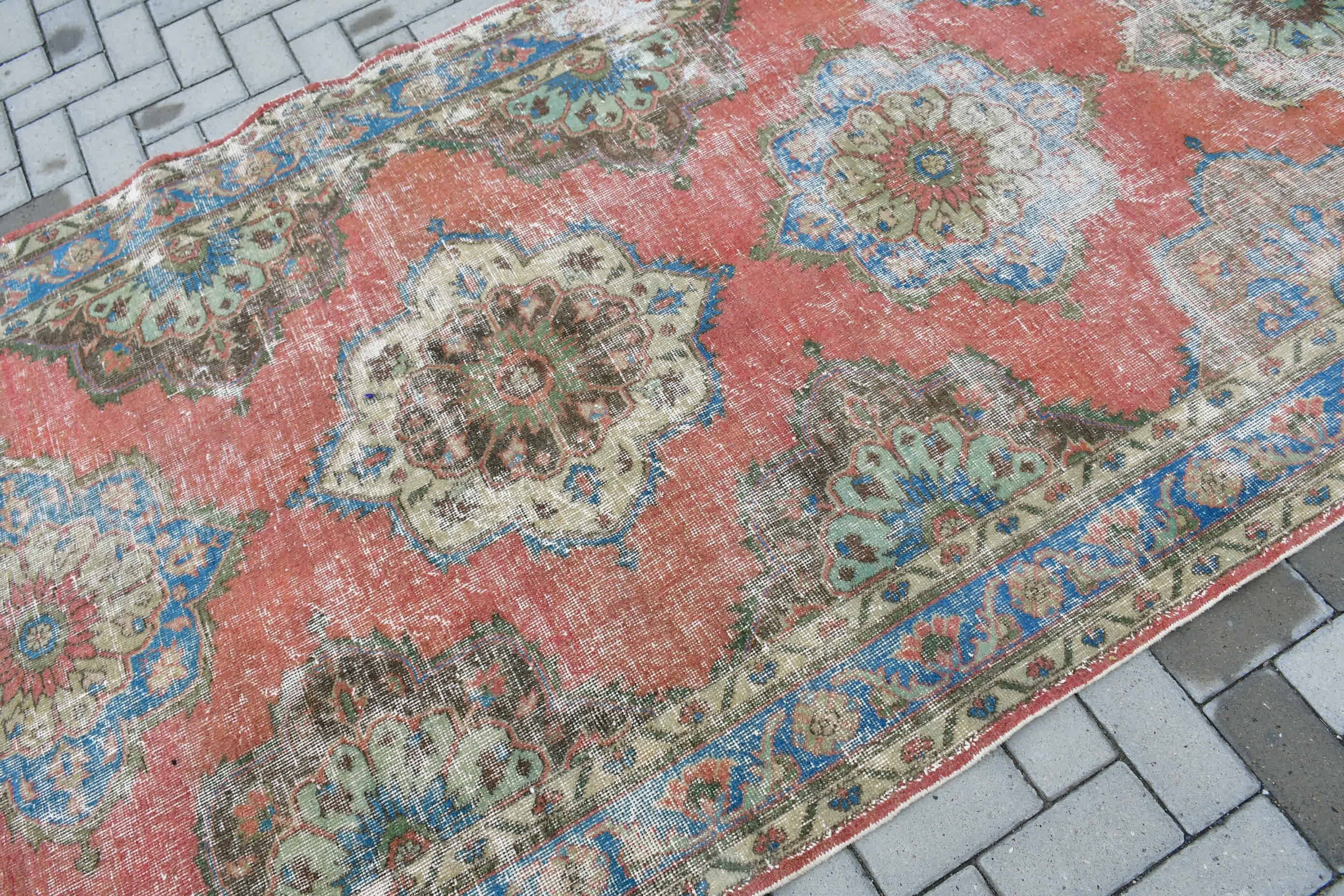 Anatolian Rug, Rugs for Kitchen, Hallway Rug, Oushak Rug, 4.8x12.6 ft Runner Rug, Vintage Rugs, Red Oriental Rug, Turkish Rug, Retro Rug