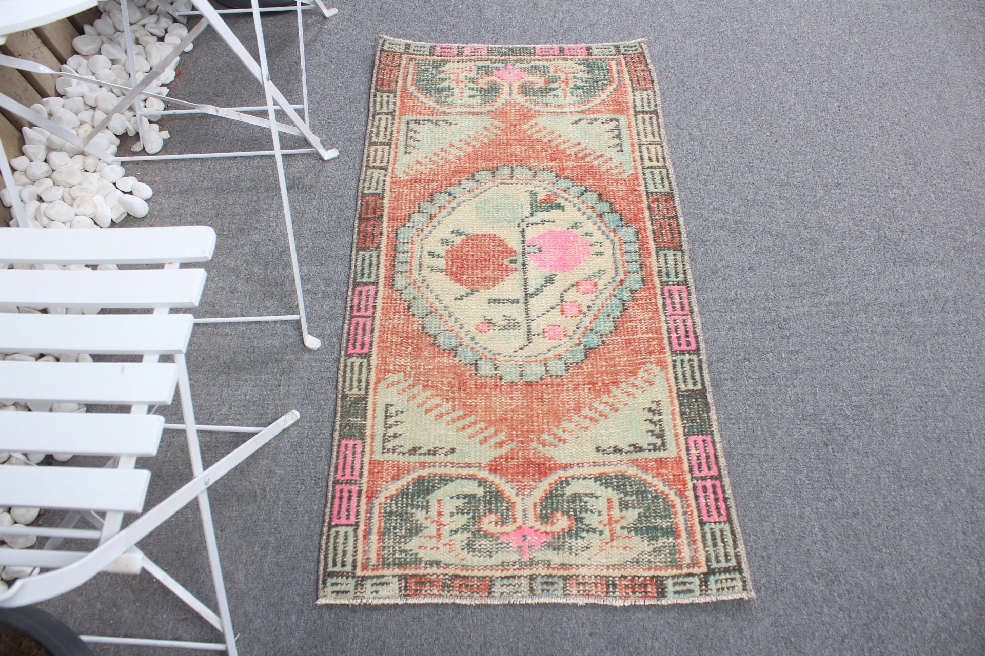 Art Rug, Boho Rug, Bedroom Rugs, Home Decor Rug, Red Kitchen Rug, Rugs for Car Mat, Turkish Rug, 2x3.9 ft Small Rug, Vintage Rug, Bath Rug