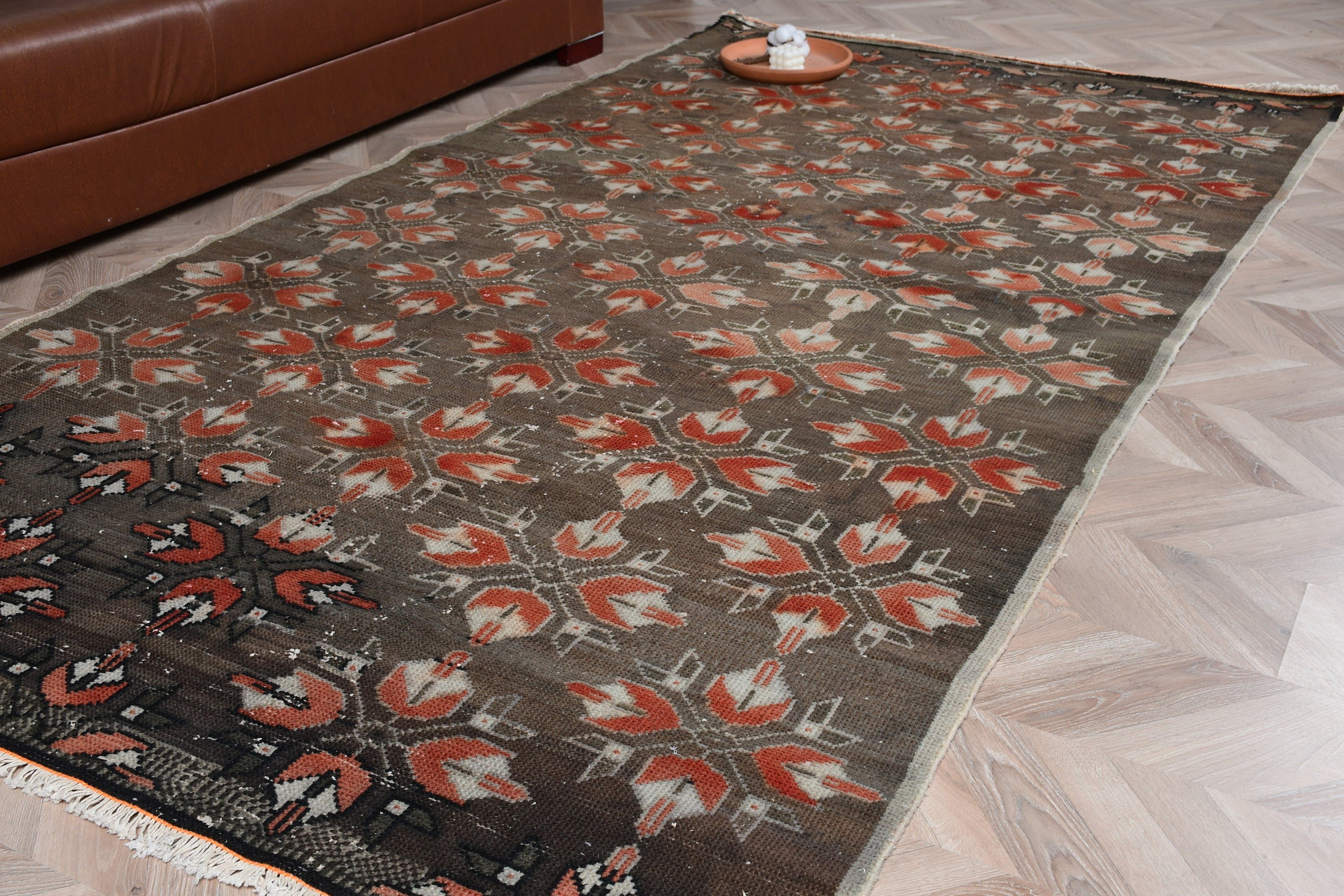 Brown Floor Rug, Vintage Rug, Dining Room Rug, Rugs for Bedroom, Moroccan Rug, Salon Rugs, Turkish Rug, 4.9x9.2 ft Large Rug, Cool Rug