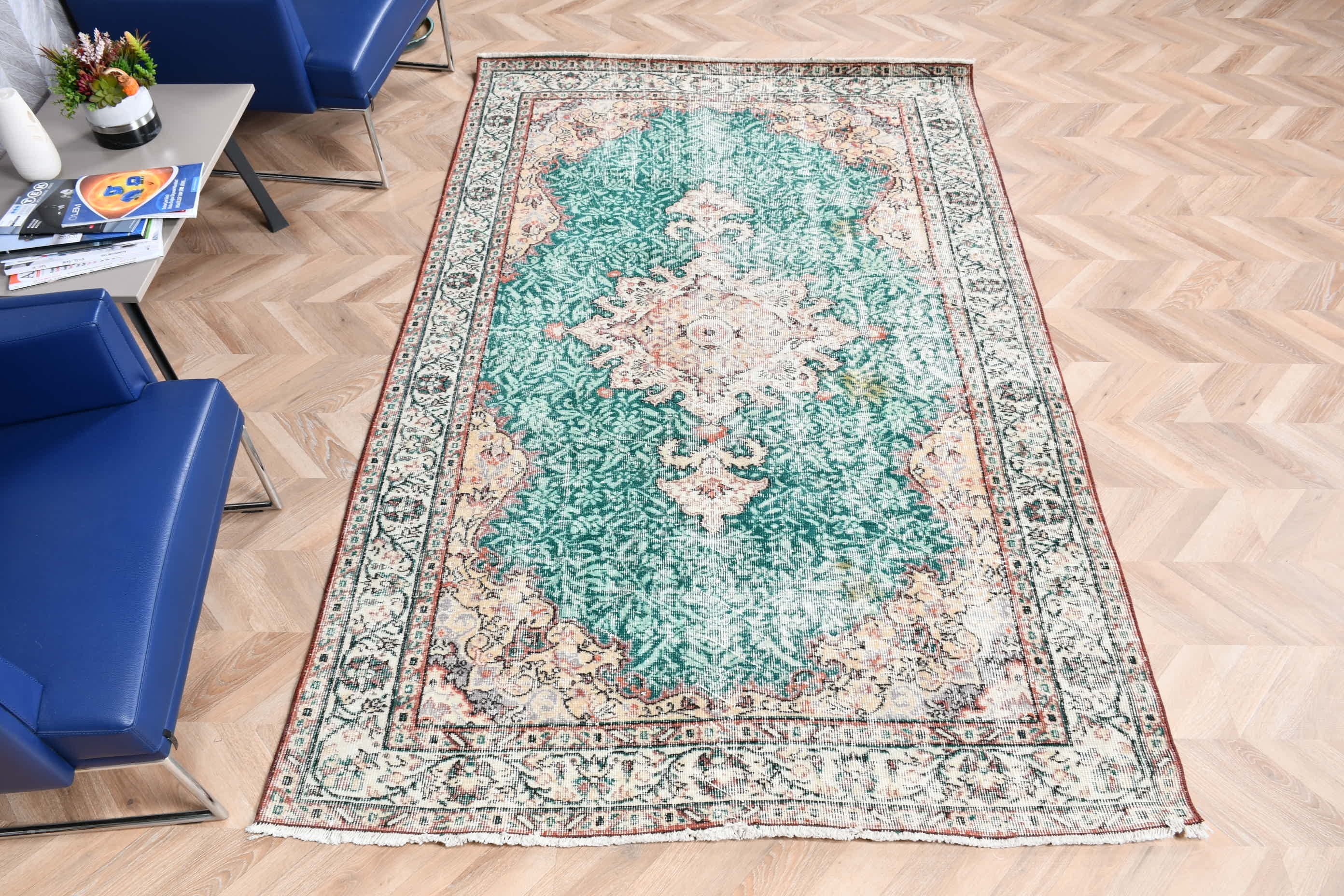 Cool Rug, Living Room Rugs, 5.2x8.1 ft Large Rug, Green Floor Rugs, Vintage Rugs, Old Rugs, Oriental Rugs, Turkish Rugs, Salon Rugs