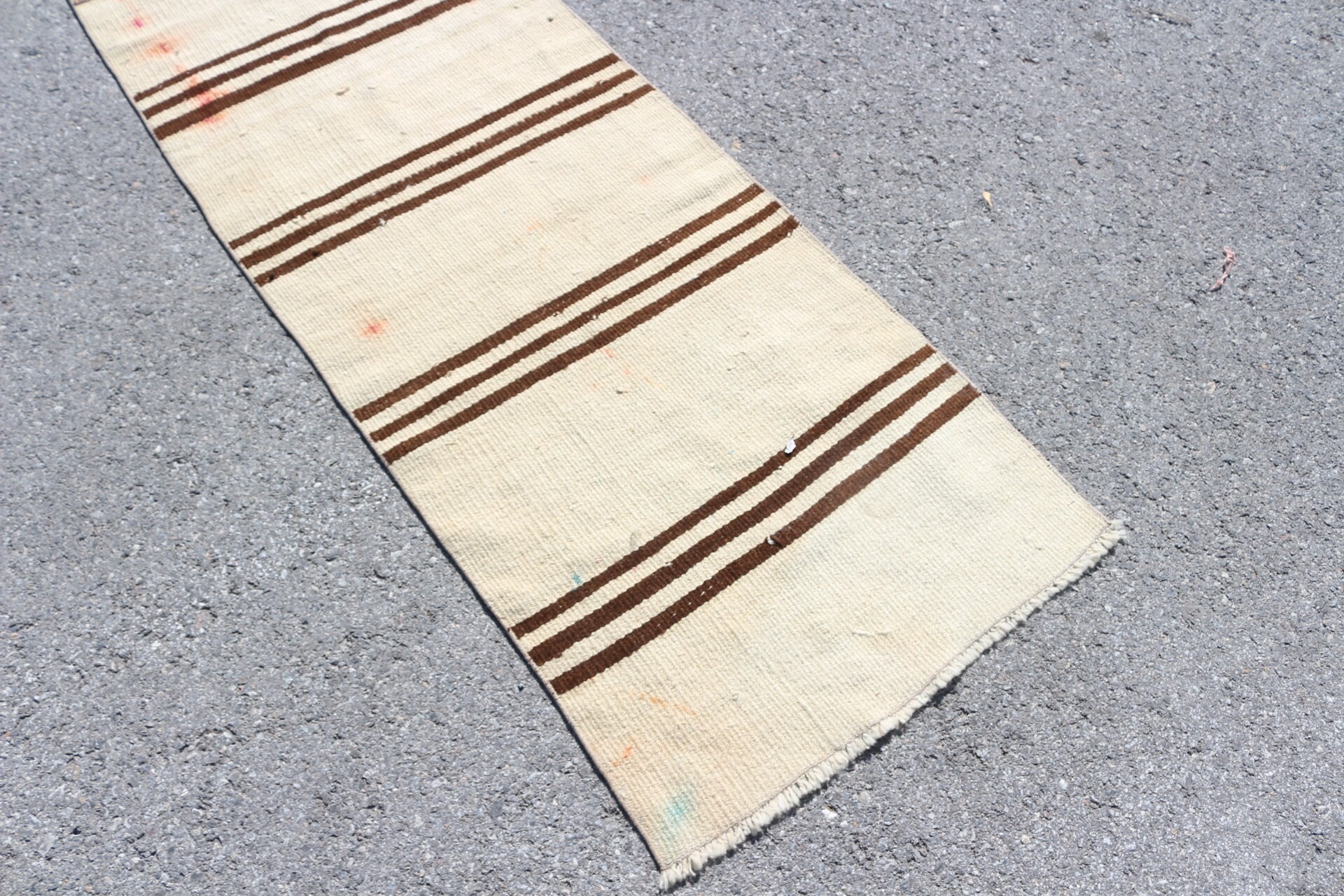 Vintage Halı, Kilim, Merdiven Halısı, Koridor Halıları, Bej Mutfak Halısı, Türk Halısı, Yün Halı, 2.2x10.3 ft Yolluk Halıları, Ev Dekorasyonu Halısı