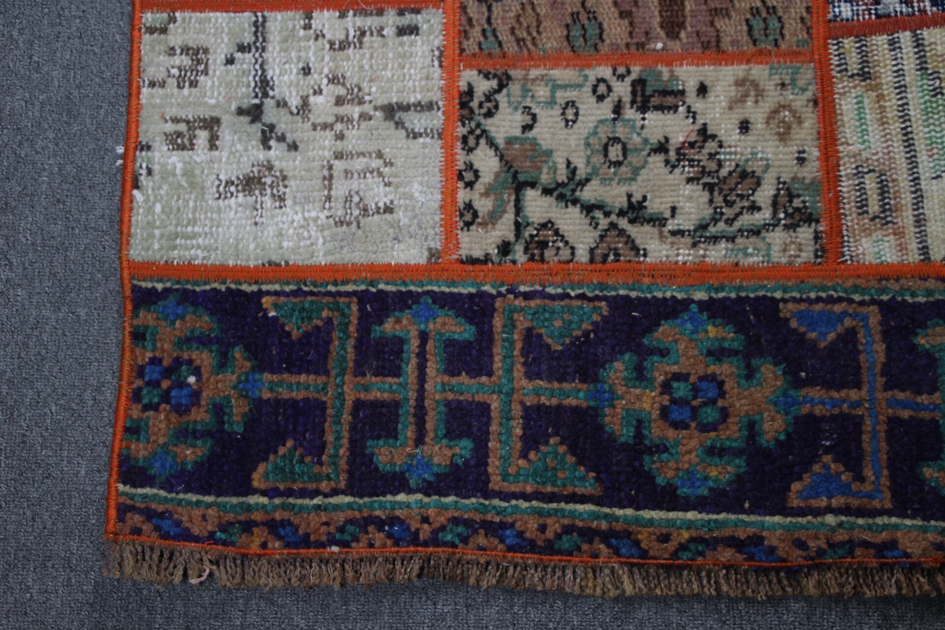 Koridor Halıları, Koridor Halıları, El Yapımı Halılar, Oushak Halı, Turuncu Oushak Halı, Vintage Halı, 2.3x6.2 ft Runner Halıları, Türk Halıları, Yün Halı