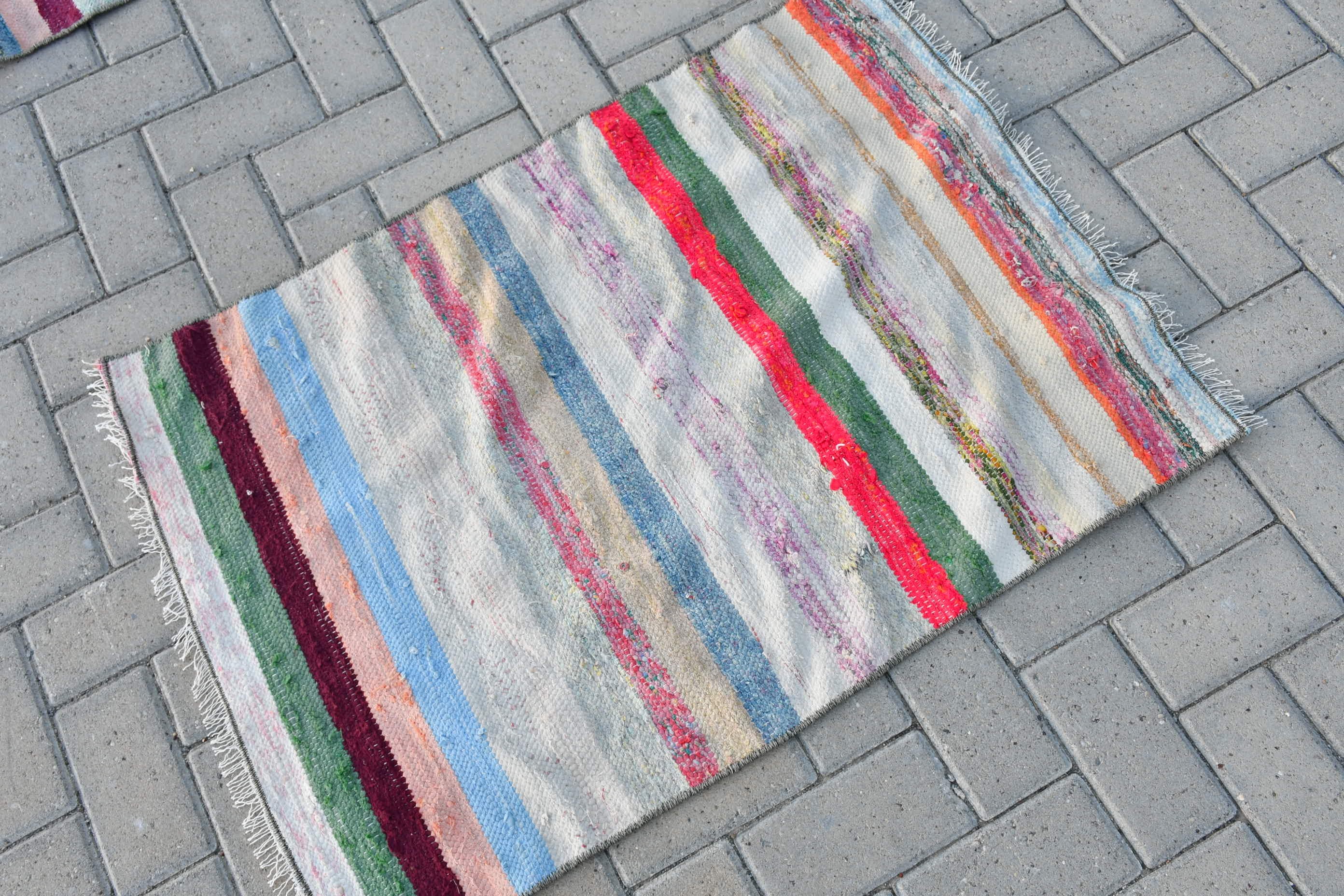 Home Decor Rug, Bathroom Rugs, Turkish Rugs, Vintage Rug, Kilim, Oriental Rug, White  2.3x3.2 ft Small Rug, Bedroom Rug