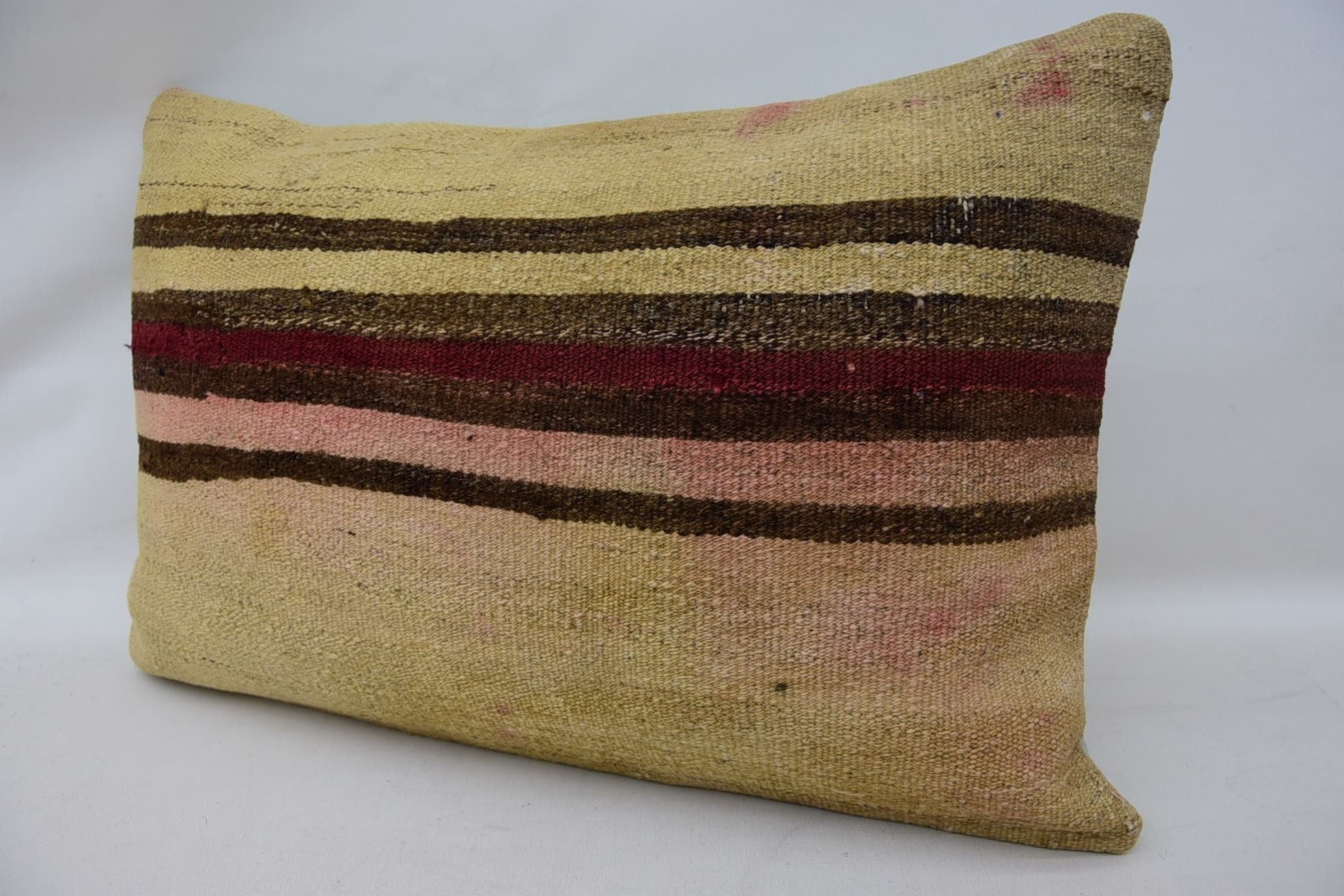 16"x24" Beige Cushion Cover, Handwoven Pillow Cover Pillow Case, Vintage Pillow, Kilim Pillow Cover, Kilim Cushion Sham, Tribal Pillow