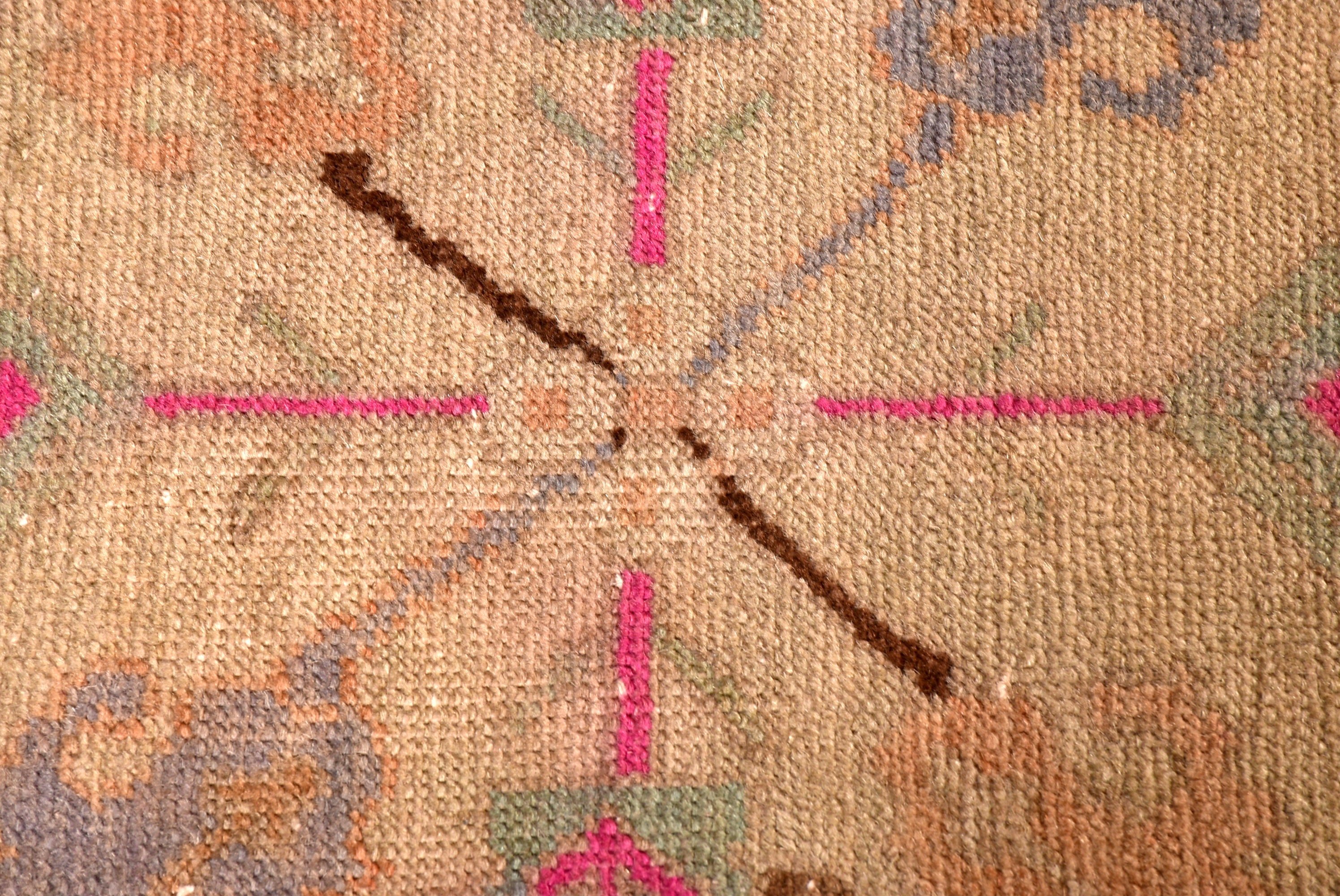 Pembe Oryantal Halılar, Dekoratif Halı, Vintage Halı, Lüks Halılar, Geometrik Halı, 3.1x8 ft Runner Halı, Koridor Halısı, Türk Halısı, Merdiven Halıları