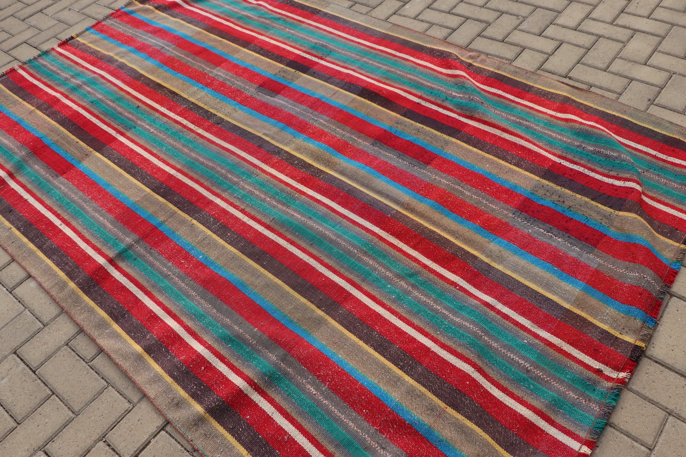 Kilim, Vintage Halı, Yatak Odası Halısı, Salon Halıları, 5.4x8.6 ft Büyük Halı, Gri Yün Halı, Eklektik Halı, Antika Halılar, Türk Halısı, Oturma Odası Halısı