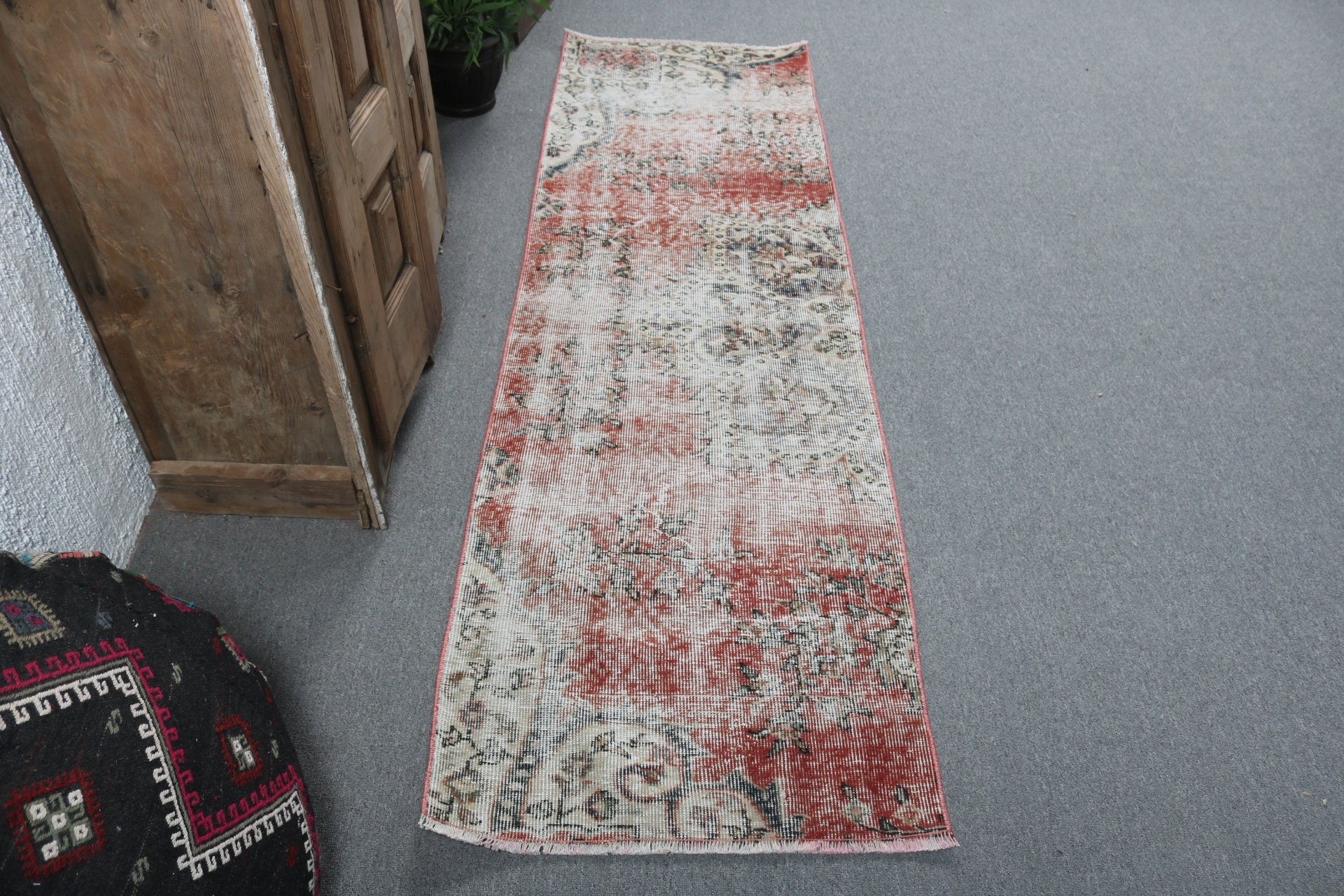 Fas Halıları, Beni Ourain Koşucu Halısı, Vintage Halı, El Dokuma Halısı, Oryantal Halılar, Kırmızı 2.2x7.5 ft Runner Halıları, Türk Halıları