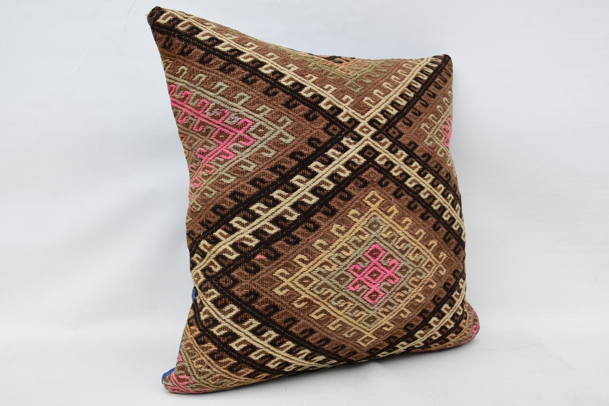 24"x24" Brown Pillow Case, Kilim Pillow, Vintage Kilim Pillow, Bolster Throw Pillow, Throw Kilim Pillow, Sofa Pillow Case