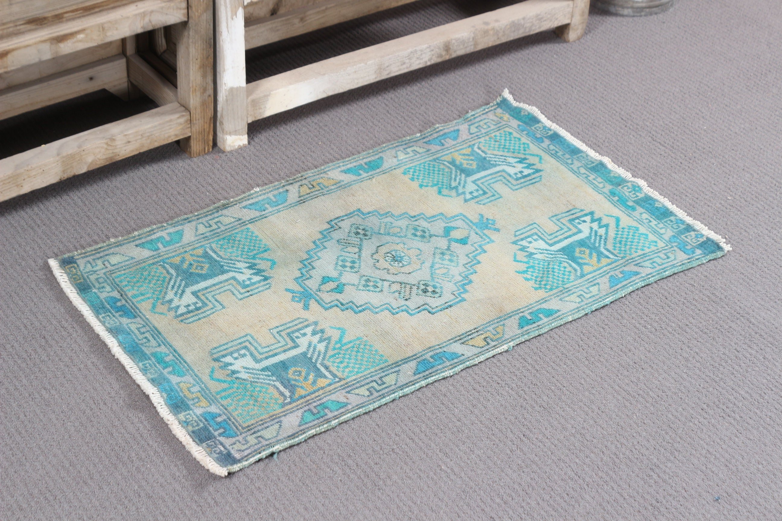 Rugs for Entry, Vintage Rugs, Moroccan Rug, Ethnic Rug, Bath Rug, 1.7x2.9 ft Small Rugs, Kitchen Rug, Blue Kitchen Rug, Turkish Rugs