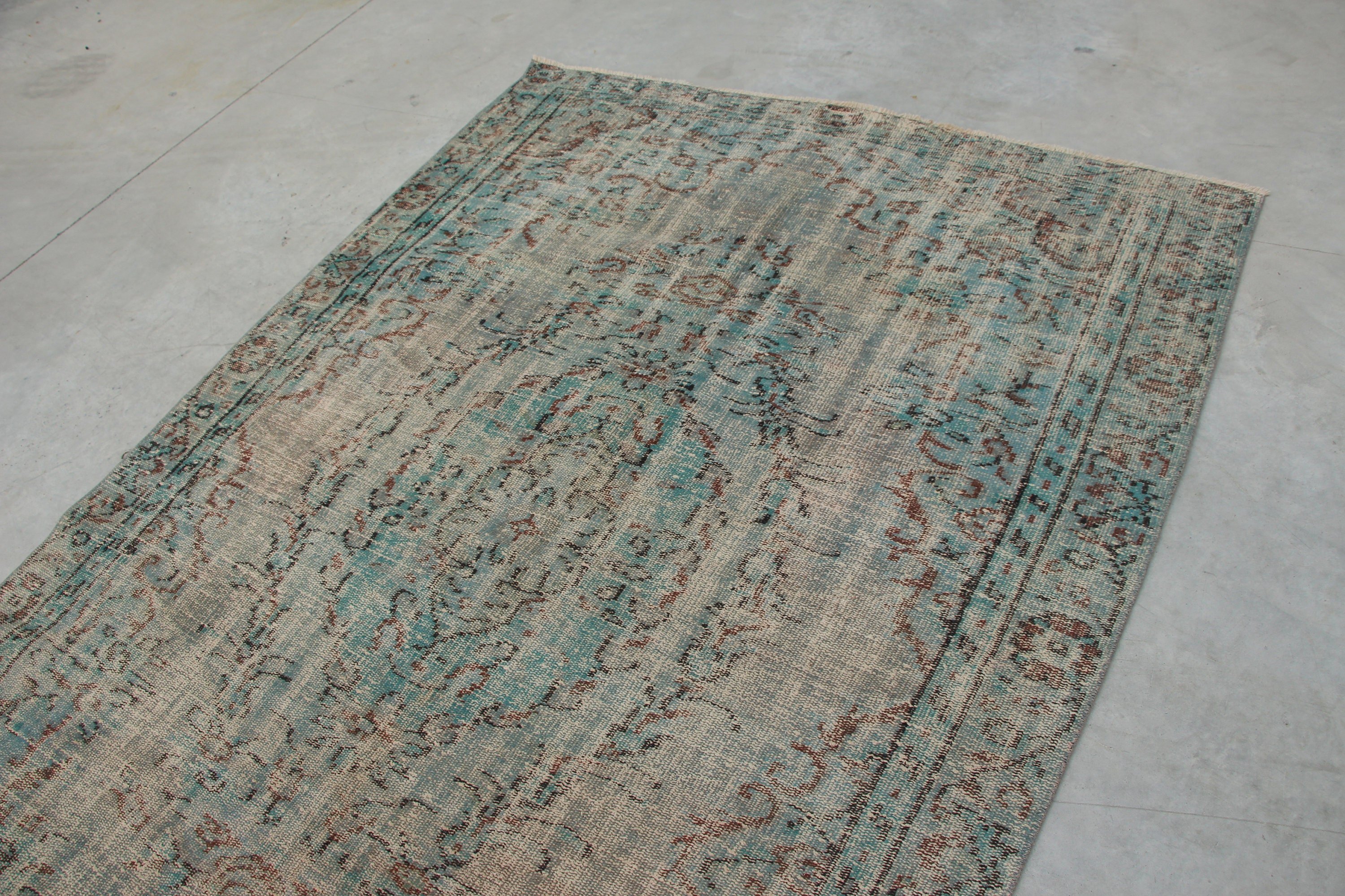 Vintage Rug, 5.2x7.8 ft Large Rug, Salon Rug, Green Home Decor Rug, Dining Room Rug, Moroccan Rugs, Turkish Rug, Kitchen Rugs, Retro Rug