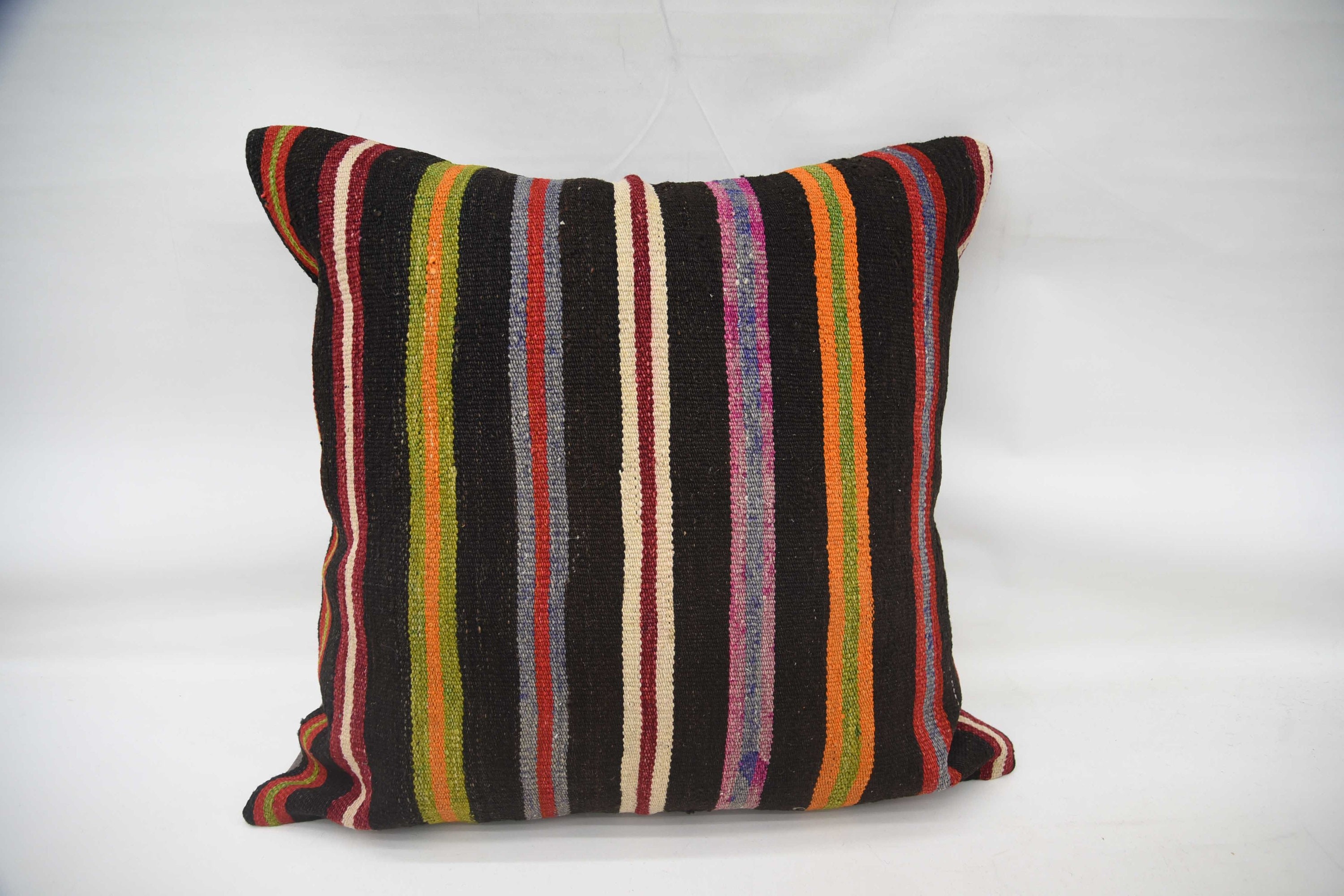 Kilim Pillow Cover, Patio Pillow Cover, Handmade Throw Pillow Case, Kilim Cushion Sham, 32"x32" Green Cushion Cover, Gift Pillow