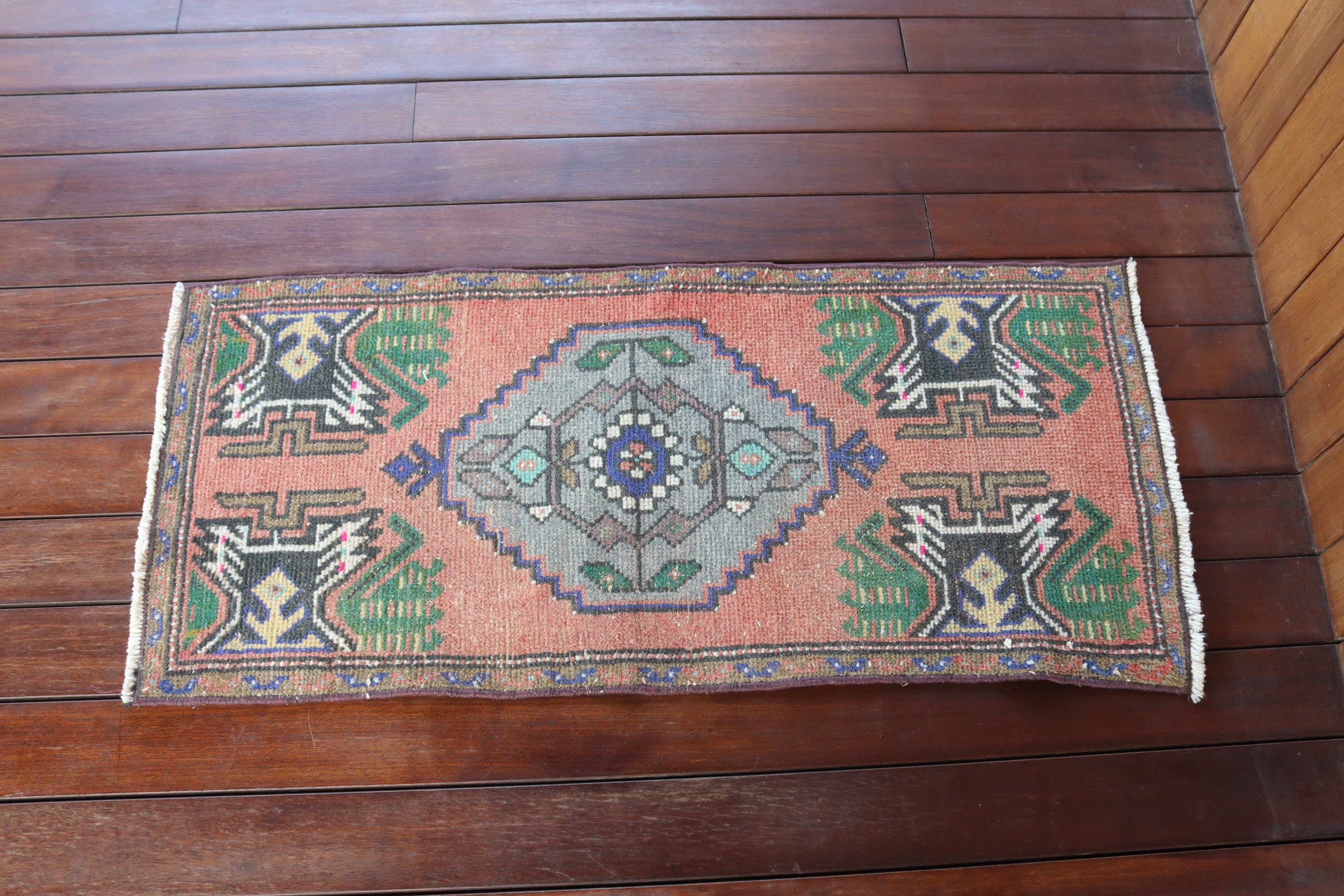 Türk Halıları, Küçük Alan Halısı, Küçük Vintage Halılar, Vintage Halılar, 1,5x3,4 ft Küçük Halı, Ev Dekor Halıları, Mavi Nötr Halı, Oryantal Halı